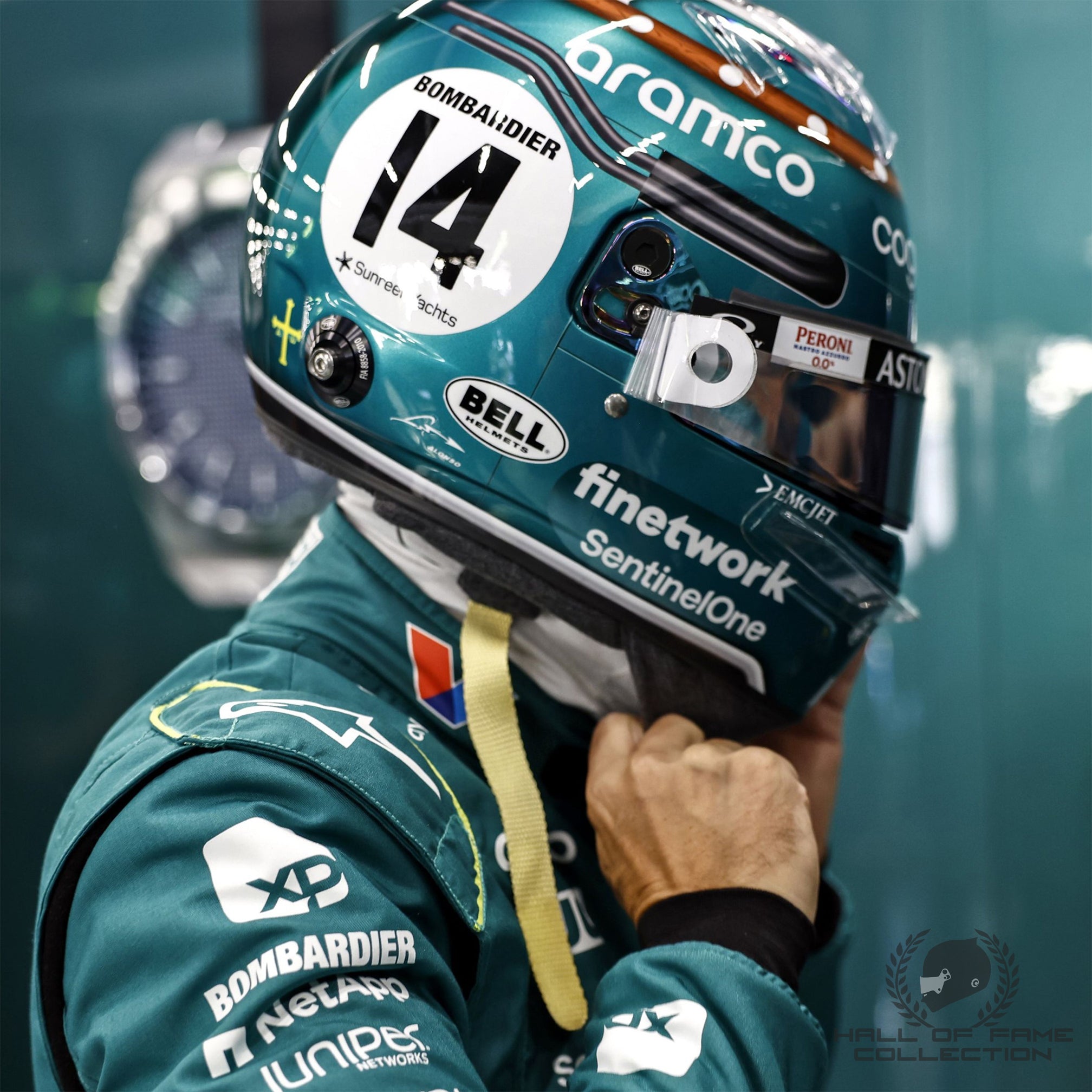 2023 Fernando Alonso Signed Official Bell Replica Silverstone Aston Martin F1 Helmet