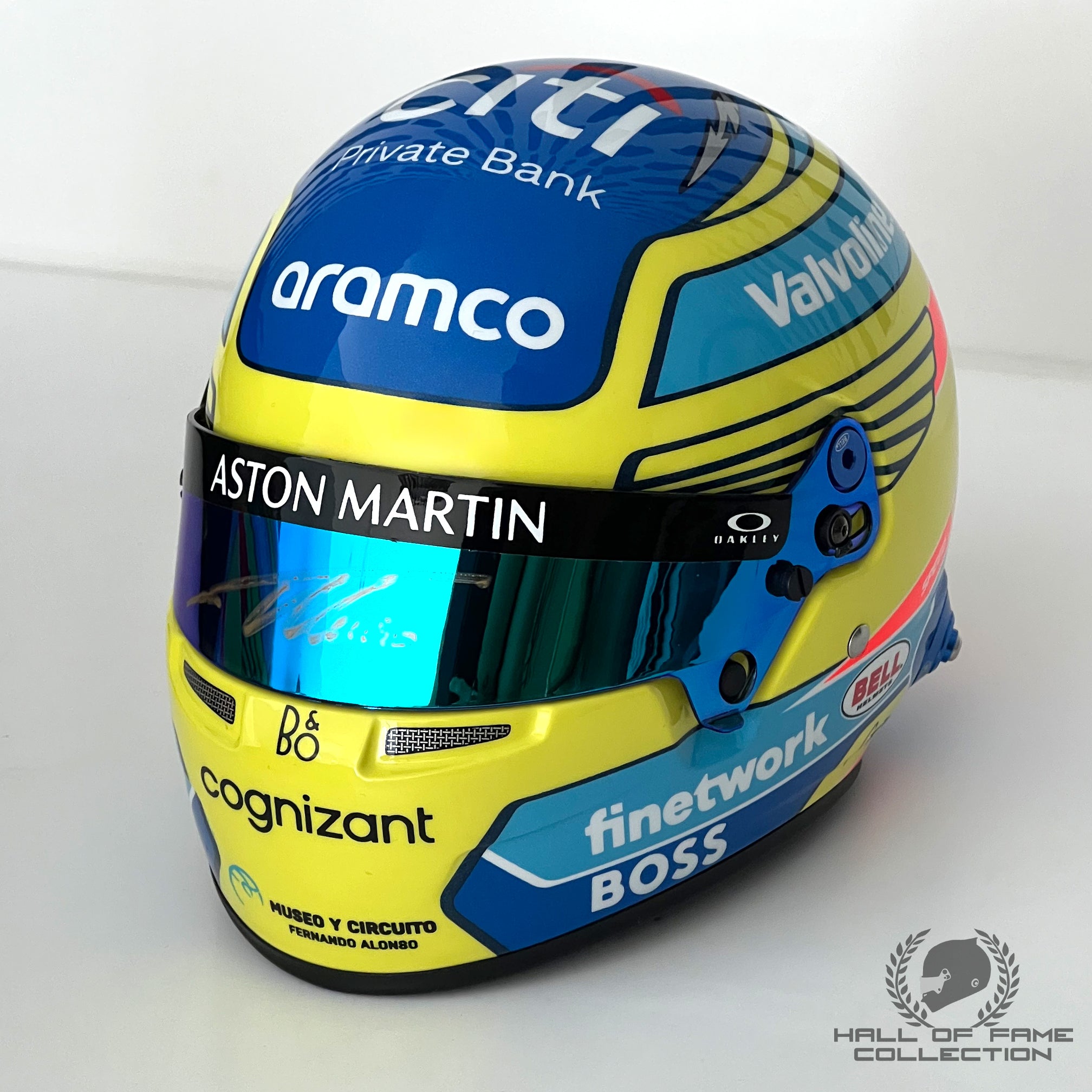 EARLY BIRD SPECIAL: 2023 Fernando Alonso Signed Official Bell Aston Martin 1/2 Scale F1 Helmet