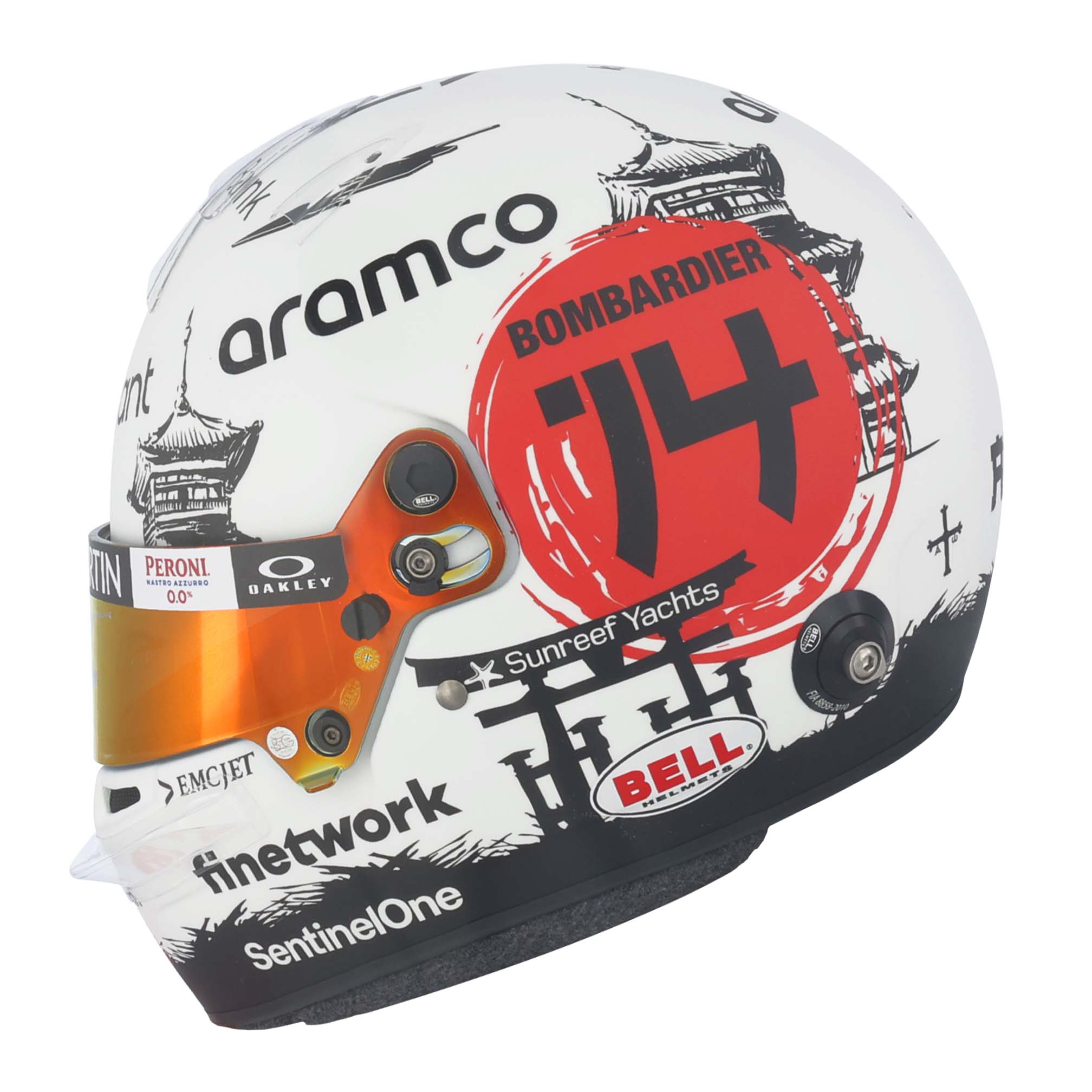 2023 Fernando Alonso Signed Official Bell Replica Japan Aston Martin F1 Helmet