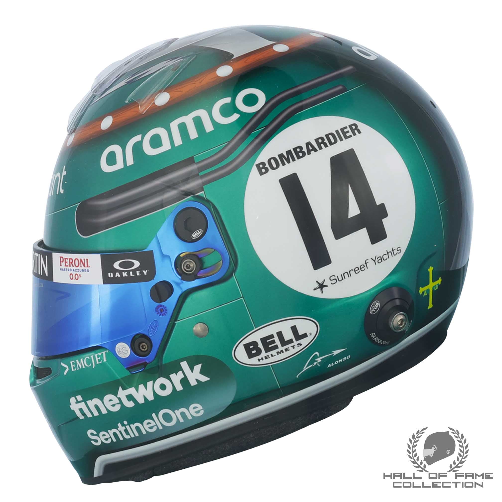 2023 Fernando Alonso Signed Official Bell Replica Silverstone Aston Martin F1 Helmet
