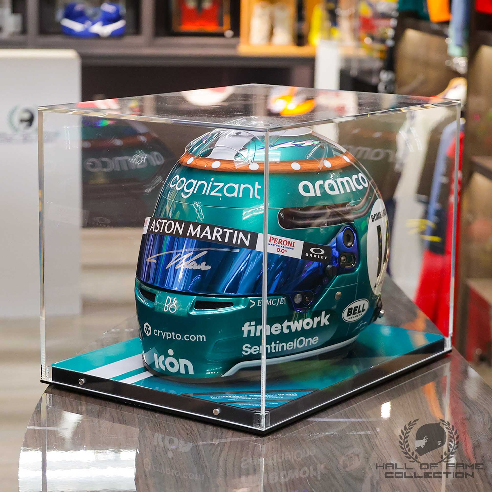 2023 Fernando Alonso Signed Official Bell Replica Silverstone Aston Martin F1 Helmet