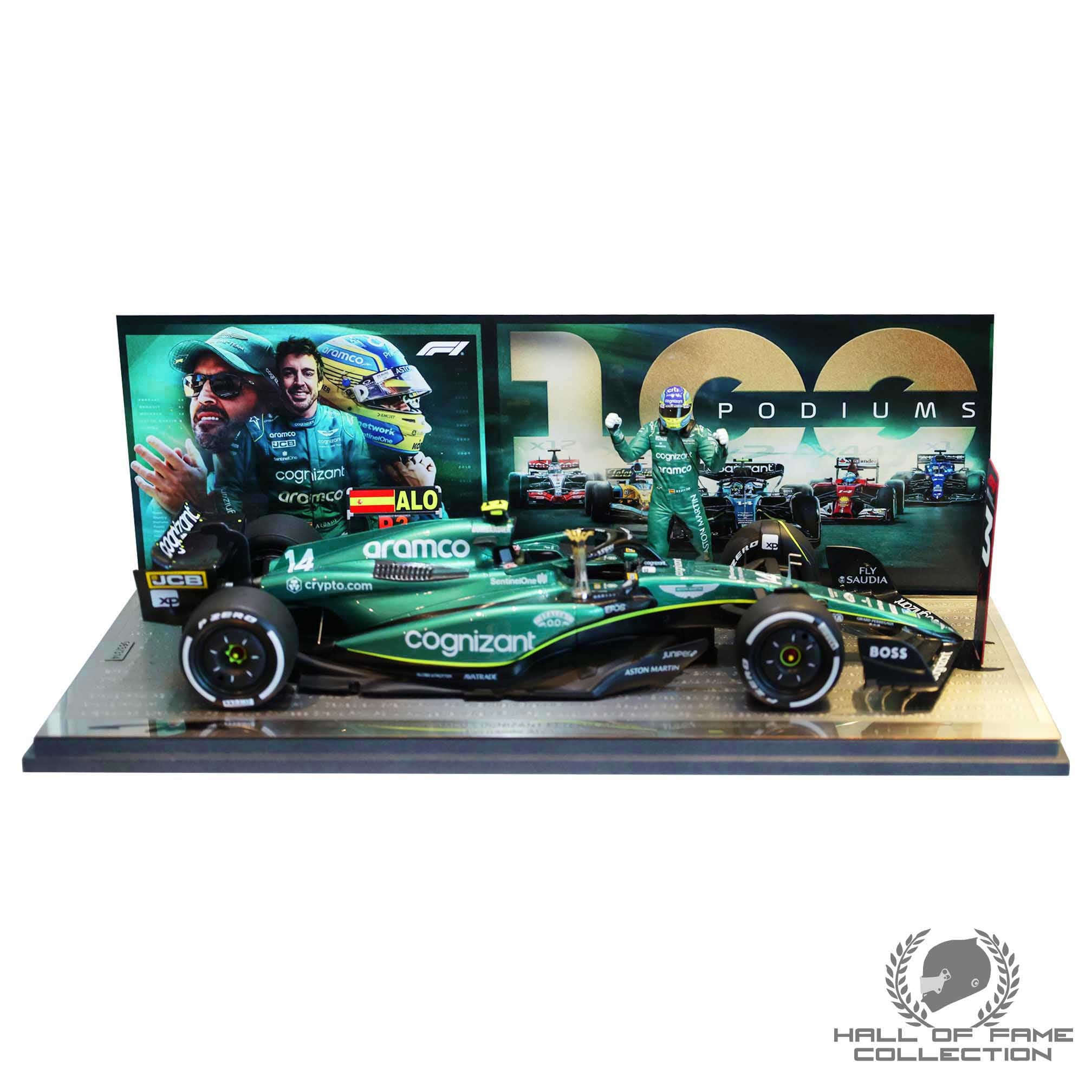 2023 Fernando Alonso Signed Saudi Arabian GP 100th Career Podium Aston Martin 1:18 F1 Model Car