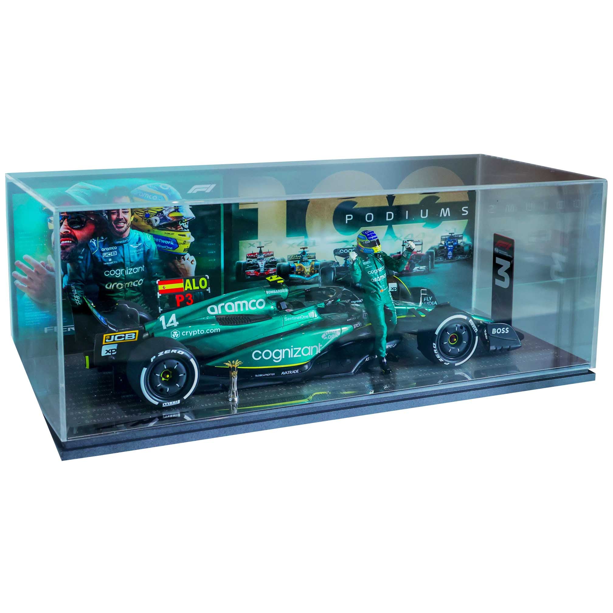 2023 Fernando Alonso Signed Saudi Arabian GP 100th Career Podium Aston Martin 1:18 F1 Model Car