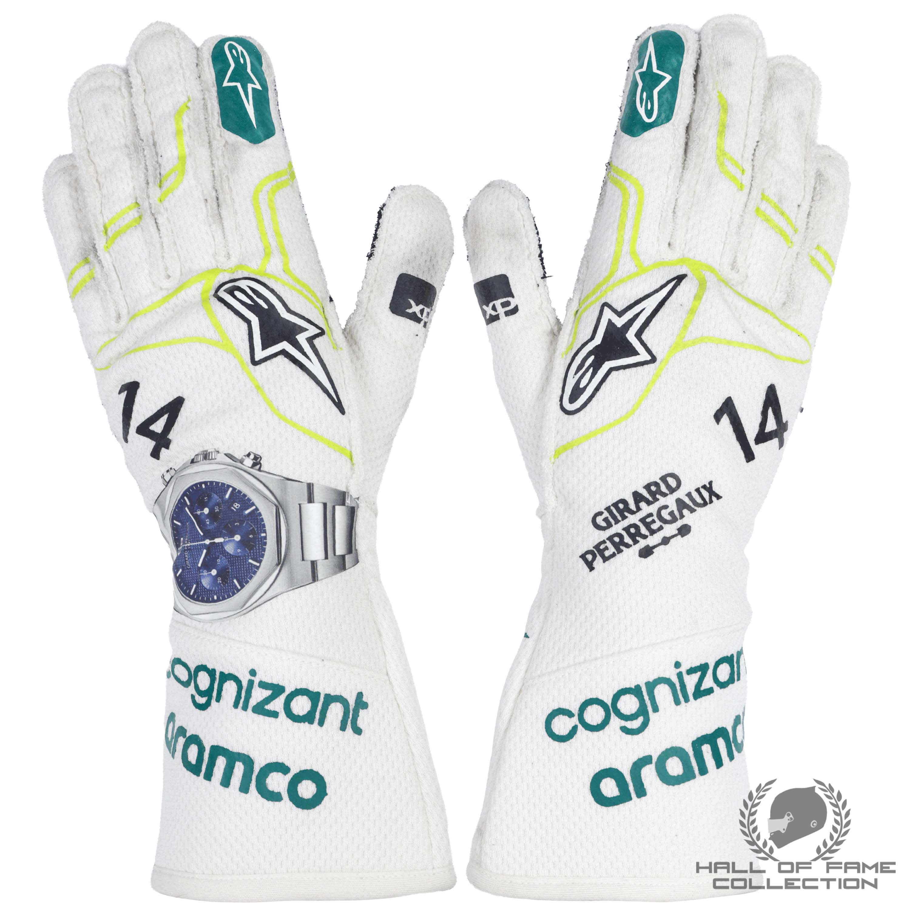 2023 Fernando Alonso Used Aston Martin F1 Gloves
