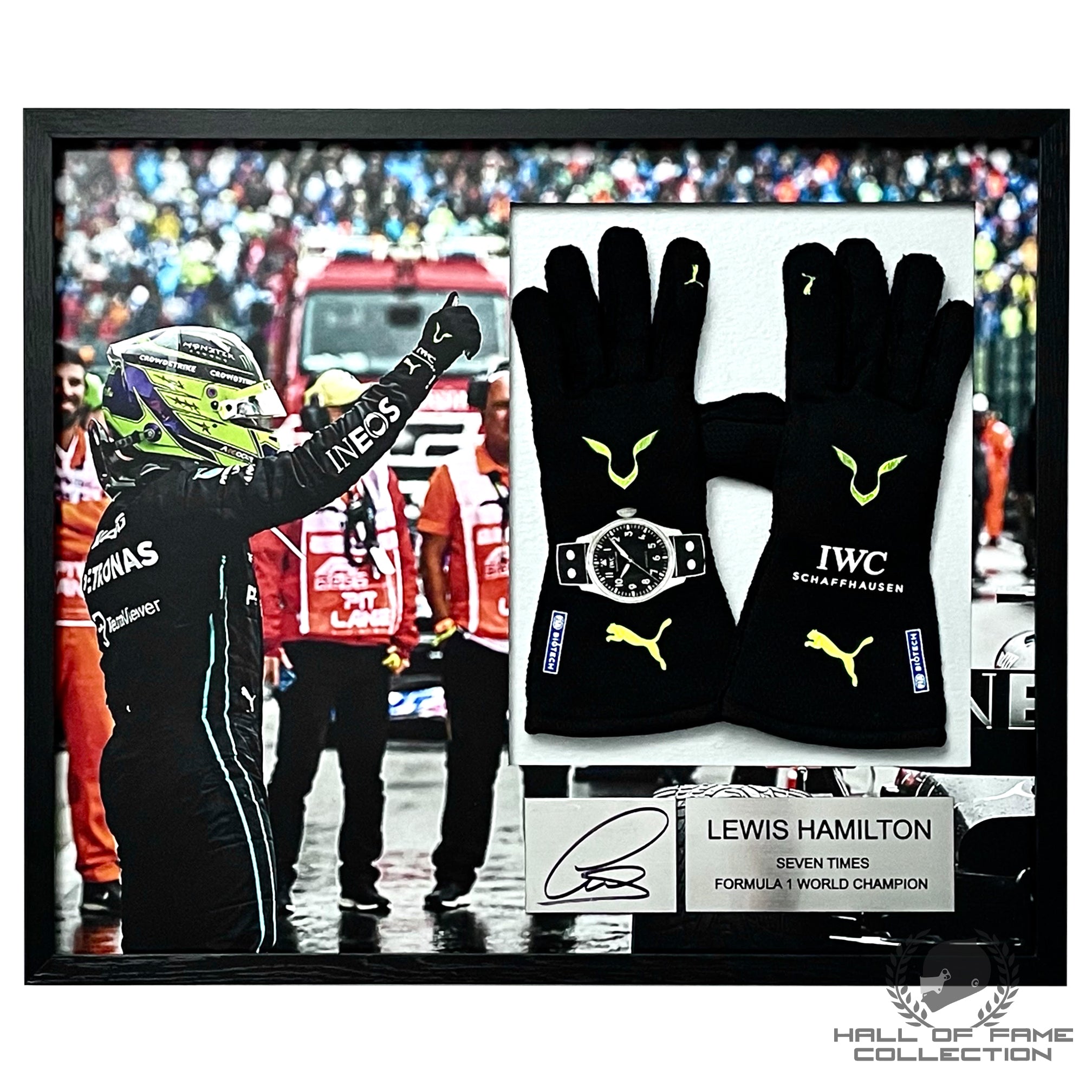 2023 Lewis Hamilton Original Framed Merc F1 Gloves
