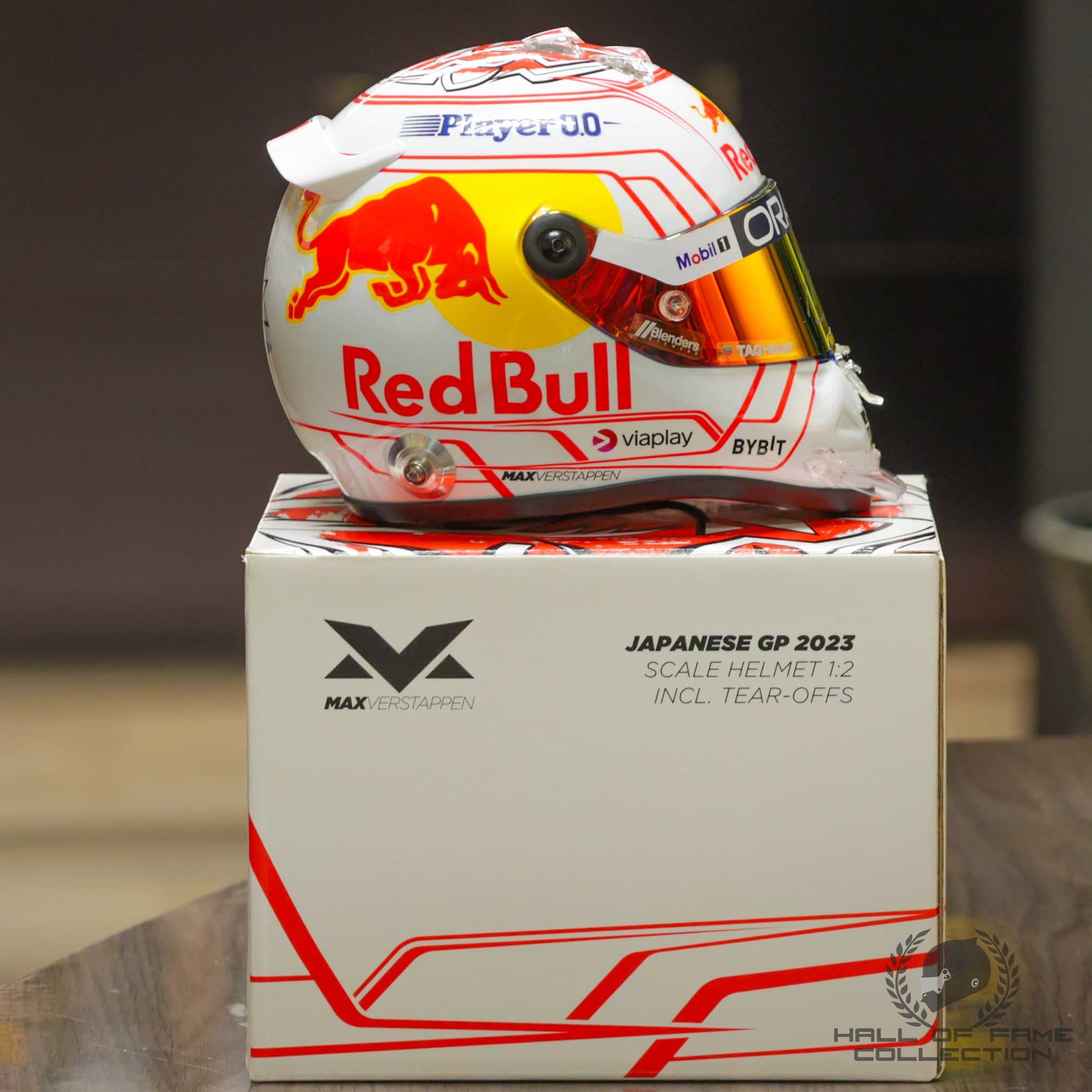 2023 Max Verstappen Signed Japanese Grand Prix Red Bull Racing 1:2 Scale F1 Helmet