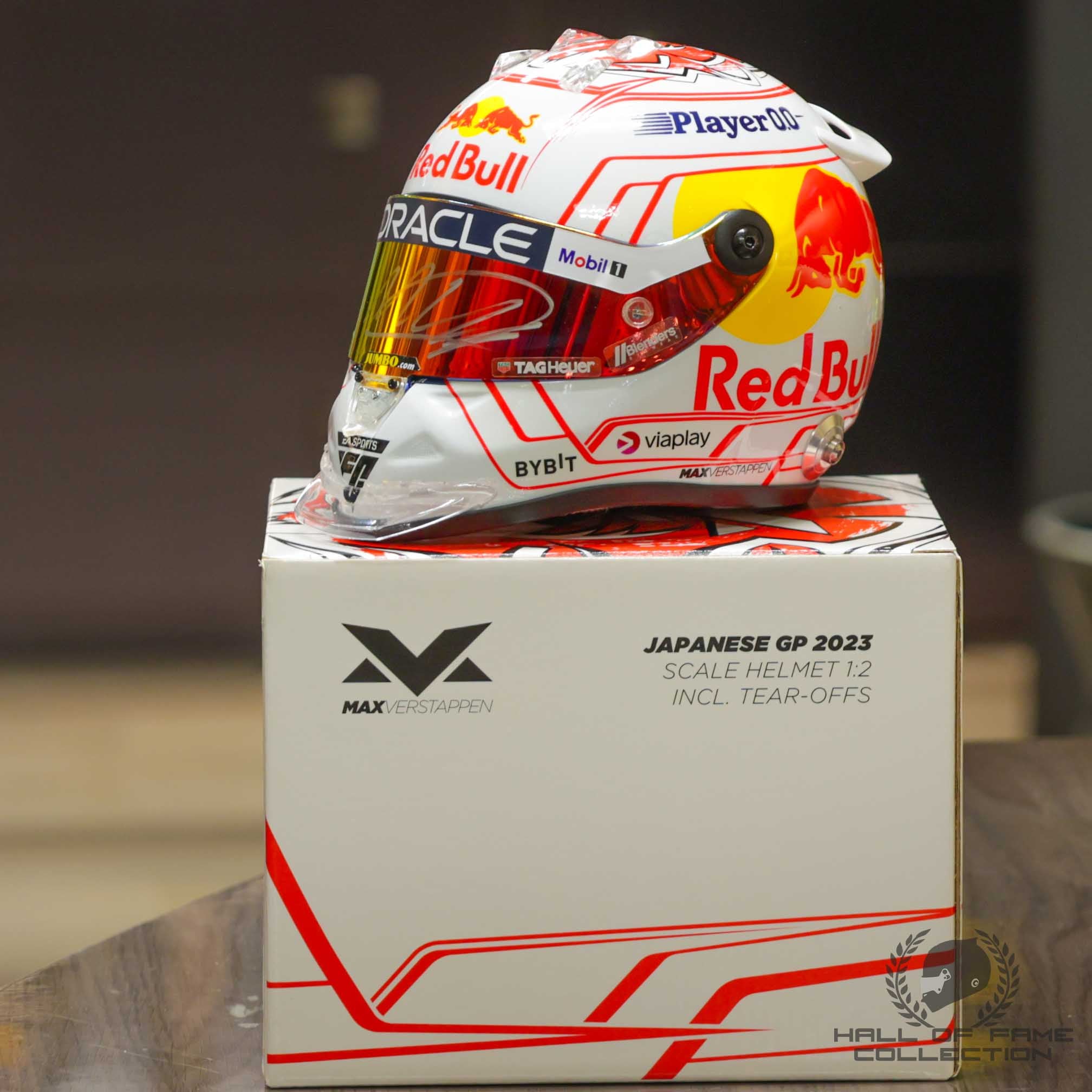 2023 Max Verstappen Signed Japanese Grand Prix Red Bull Racing 1:2 Scale F1 Helmet