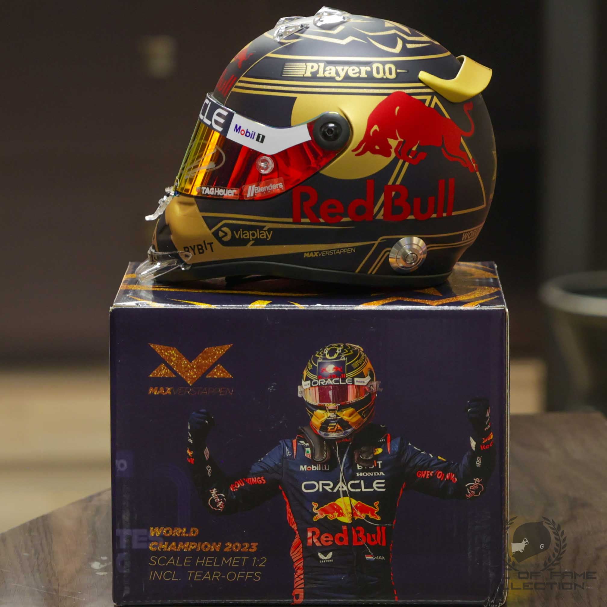 2023 Max Verstappen Signed World Champion Red Bull Racing 1:2 Scale F1 Helmet