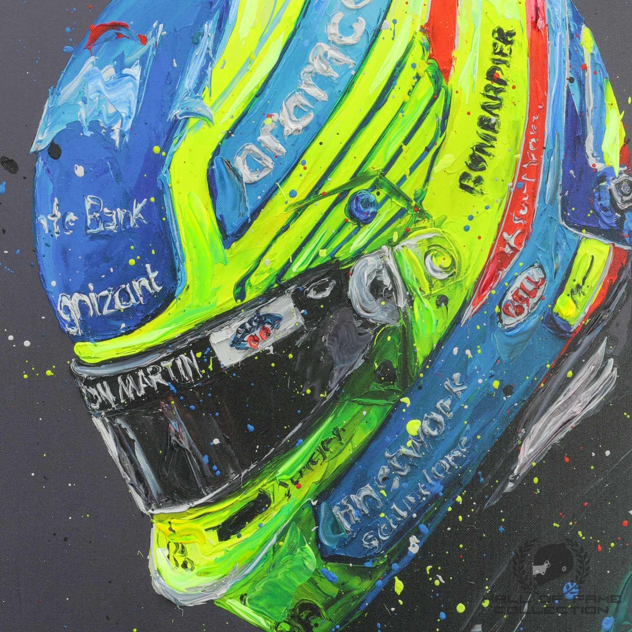2023 Fernando Alonso Signed Aston Martin Hand Embellished Portrait Print Paul Oz Artwork