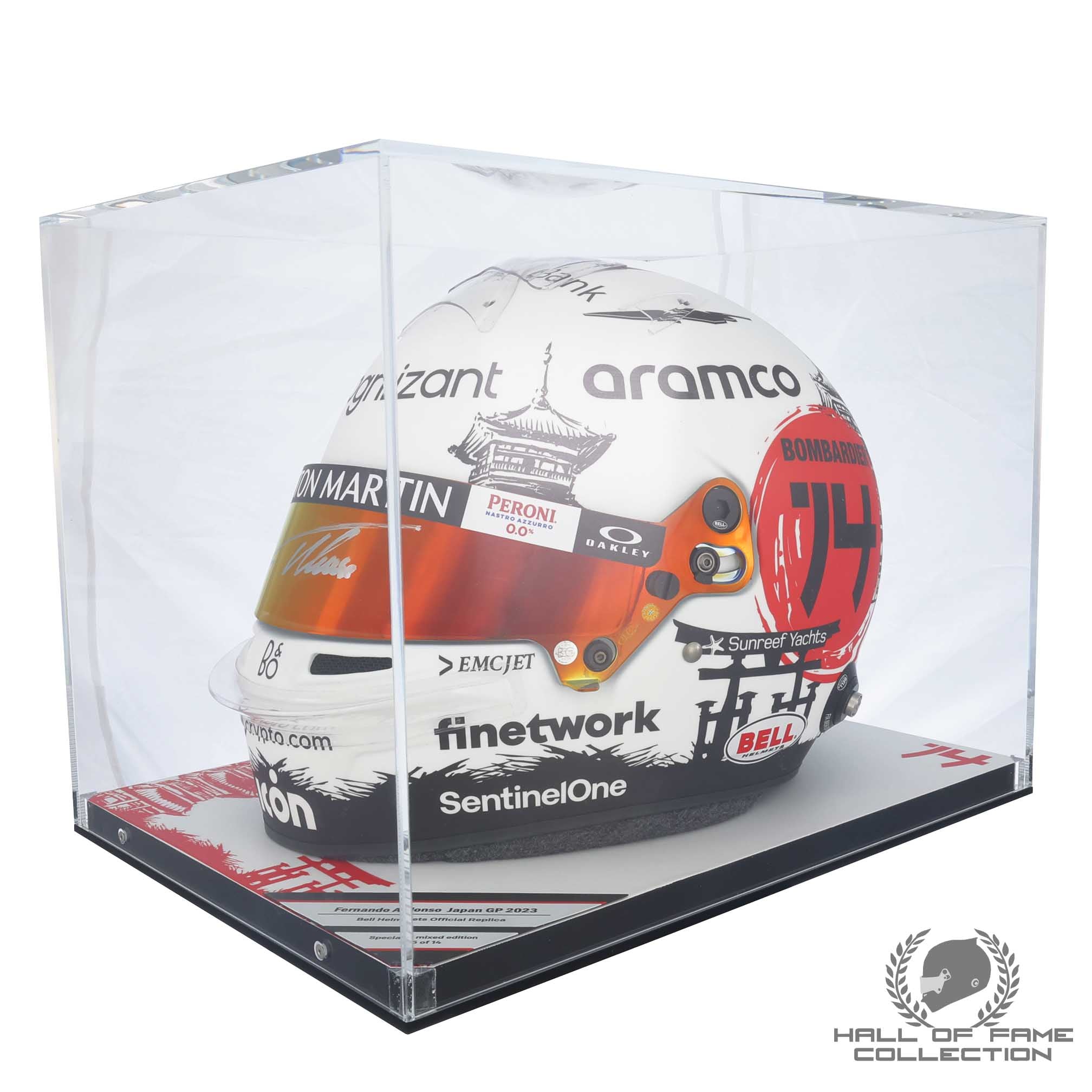 2023 Fernando Alonso Signed Official Bell Replica Japan Aston Martin F1 Helmet