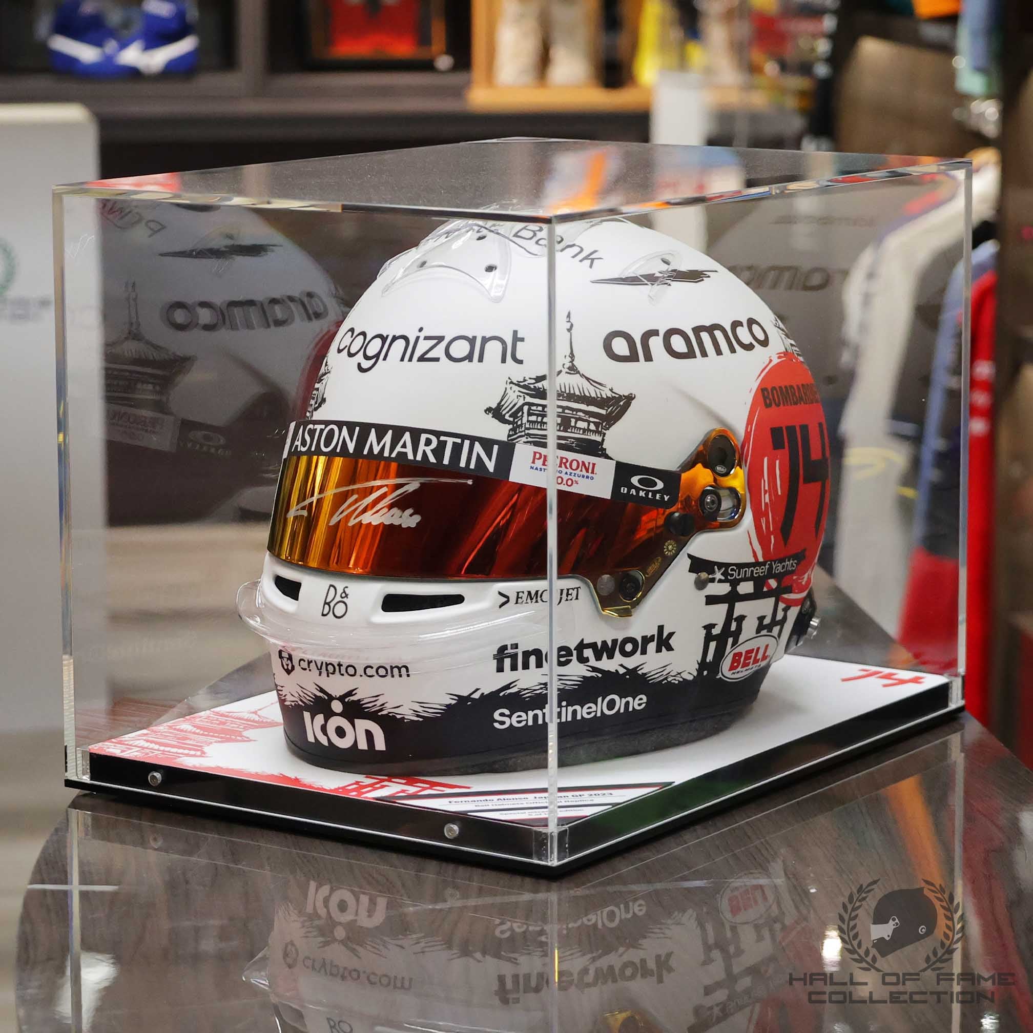 2023 Fernando Alonso Signed Official Bell Replica Japan Aston Martin F1 Helmet