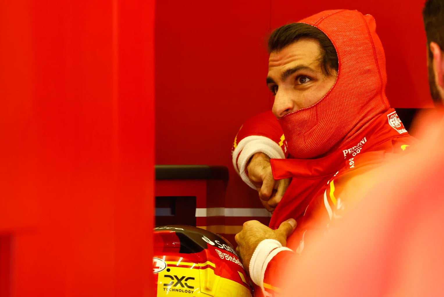 2024 Carlos Sainz Signed Race Used Scuderia Ferrari F1 Balaclava