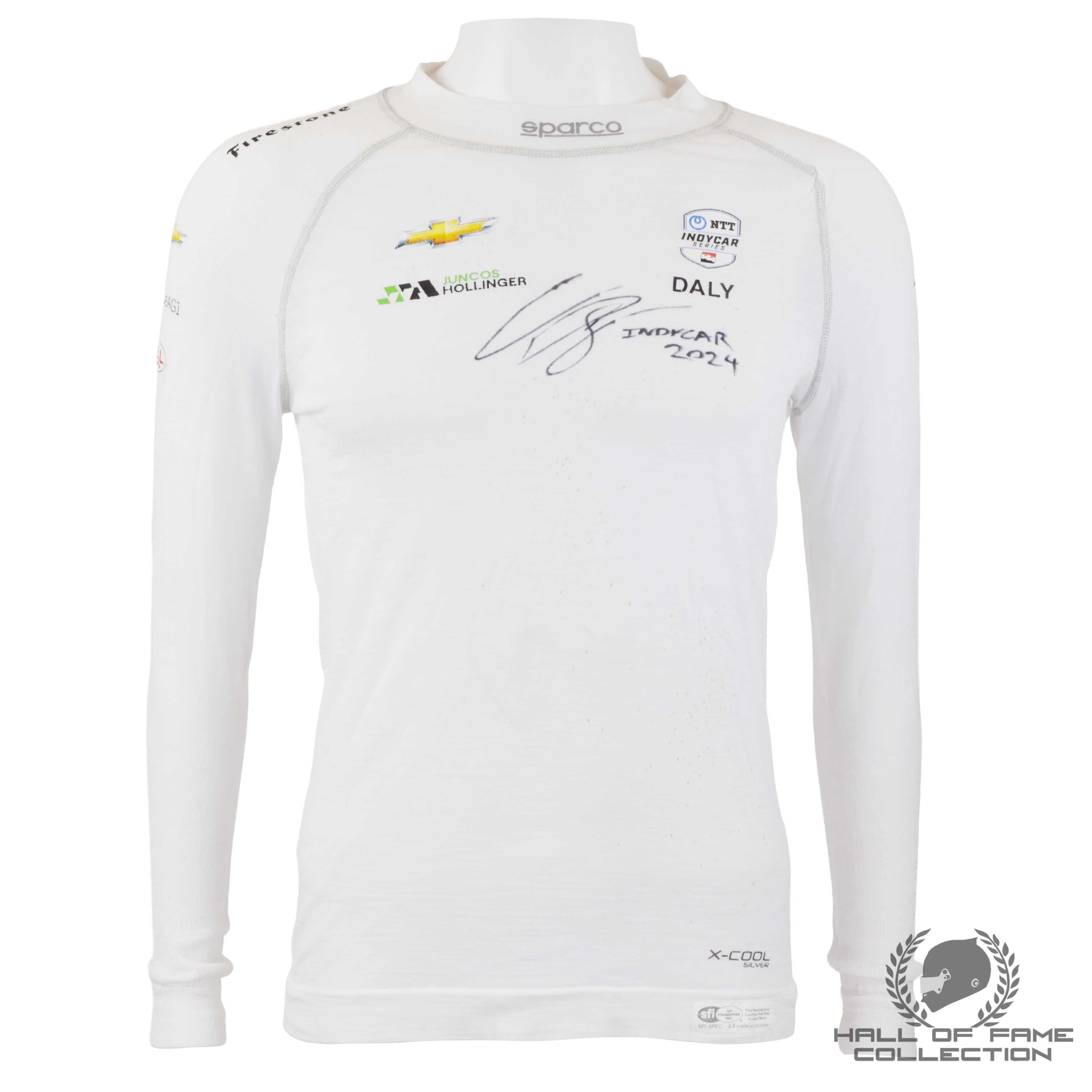 2024 Conor Daly Signed Race Used Juncos Hollinger Racing Indycar Nomex