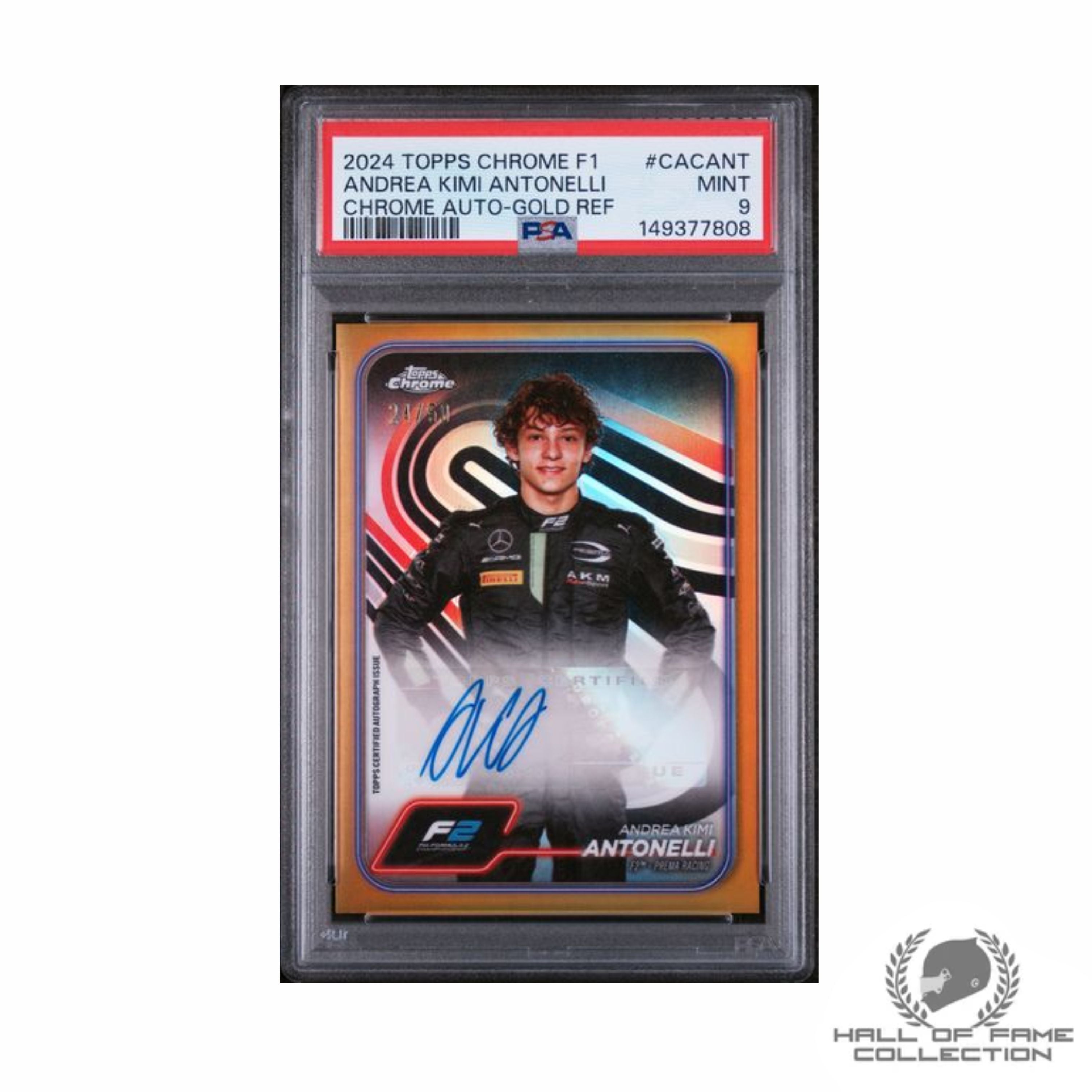 2024 TOPPS CHROME FORMULA 1 CHROME AUTOGRAPHS #CACANT ANDREA KIMI ANTONELLI CHROME AUTO-GOLD REF
