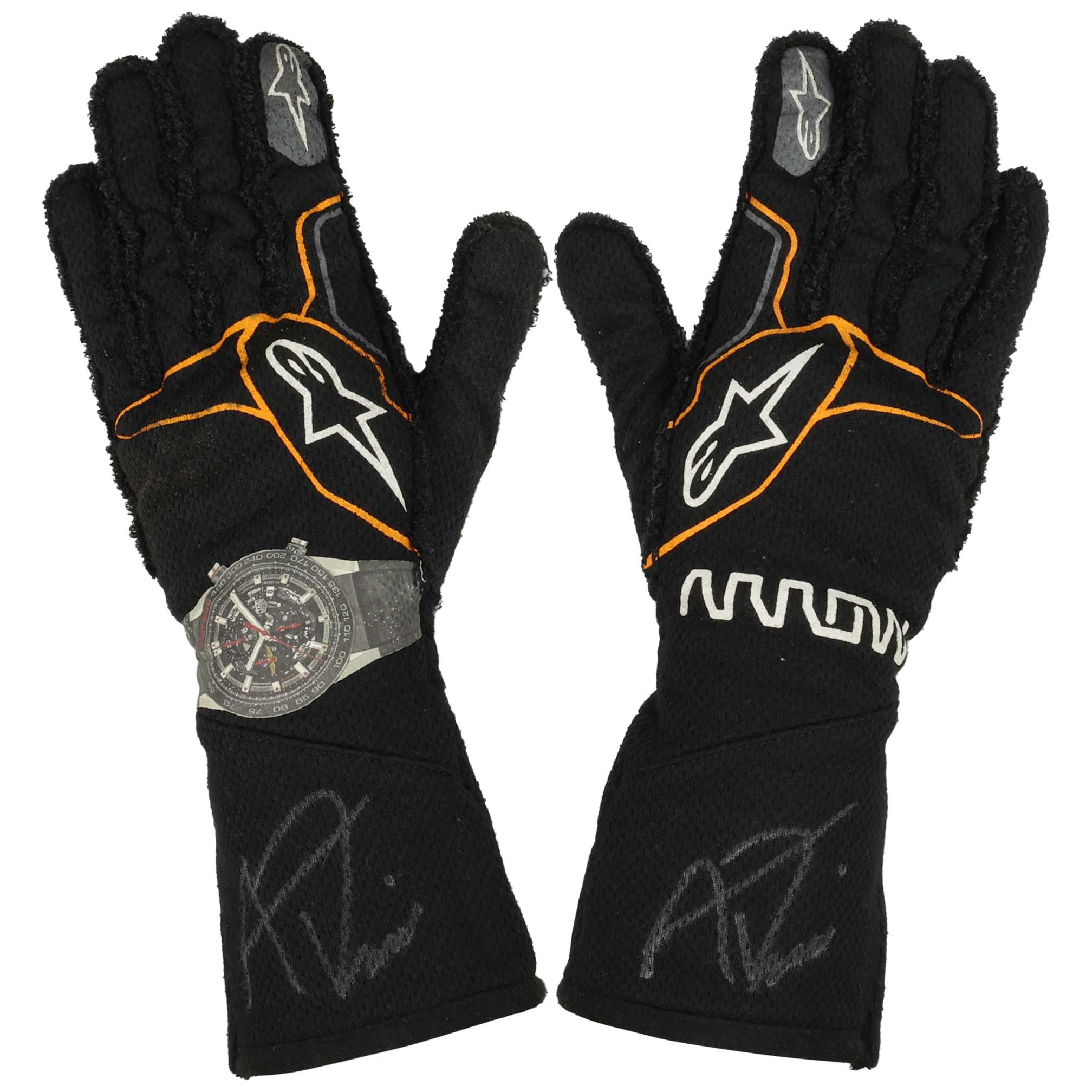 2024 Alexander Rossi Signed Race Used McLaren IndyCar Gloves