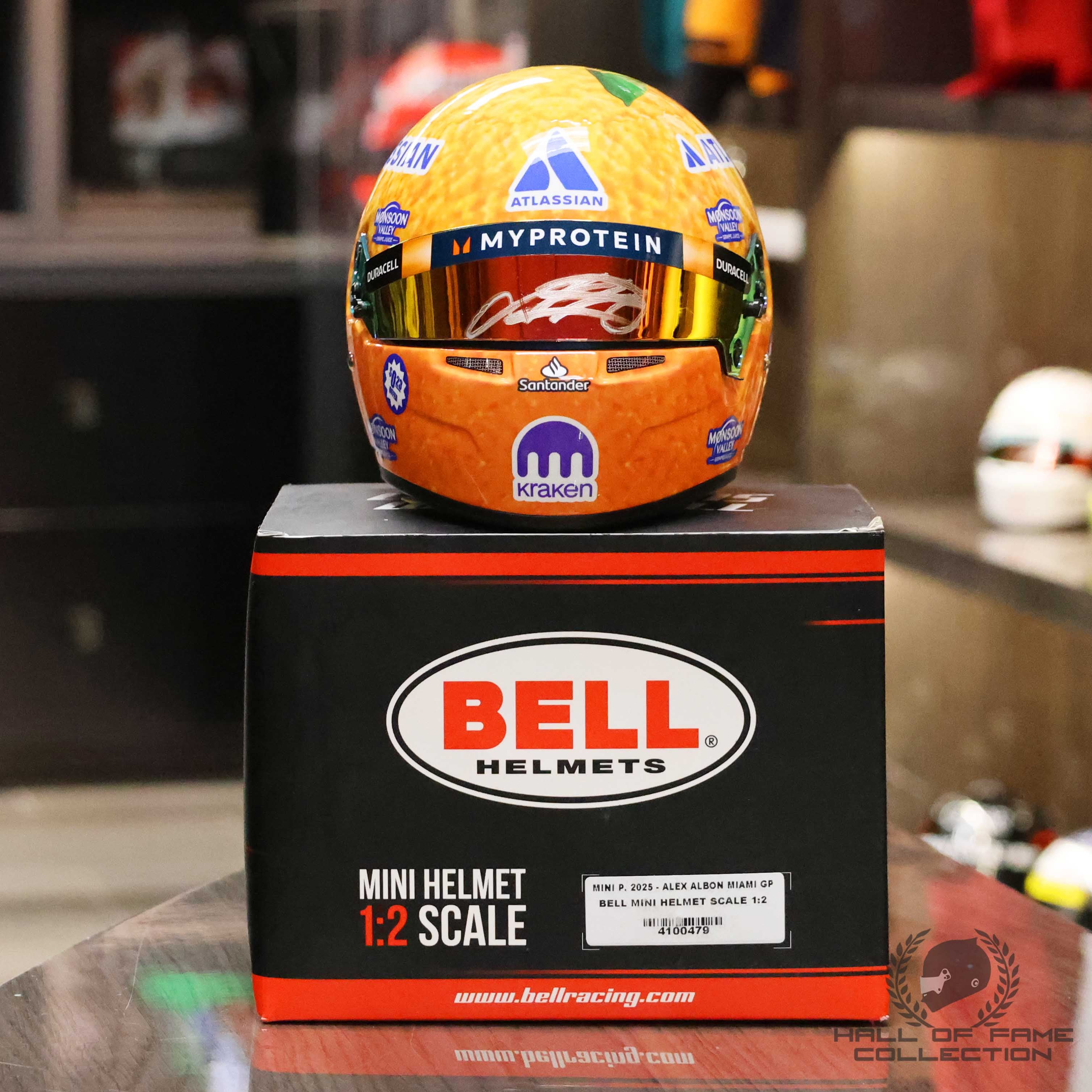 2025 Alex Albon Signed Miami GP 1:2 Scale Bell Williams F1 Helmet