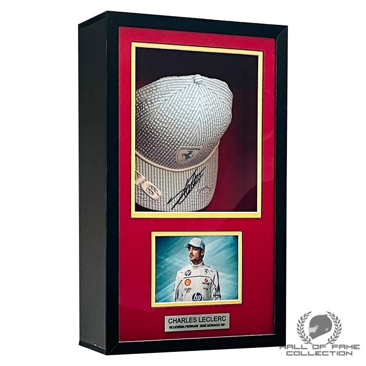 2025 Charles Leclerc Signed & Framed Scuderia Ferrari Monaco GP Hat