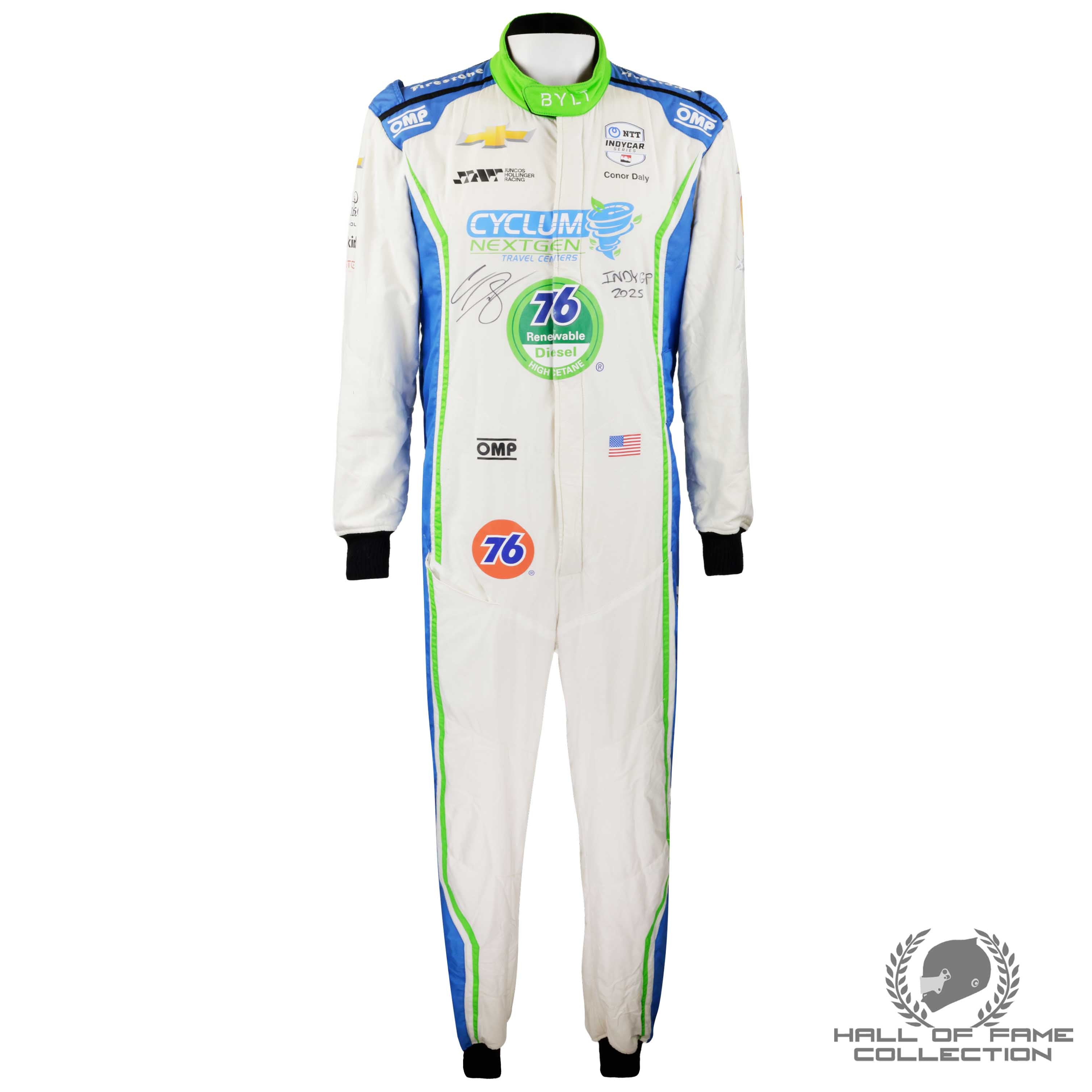 2025 Conor Daly Signed Indy GP Juncos Hollinger Racing Indycar Suit