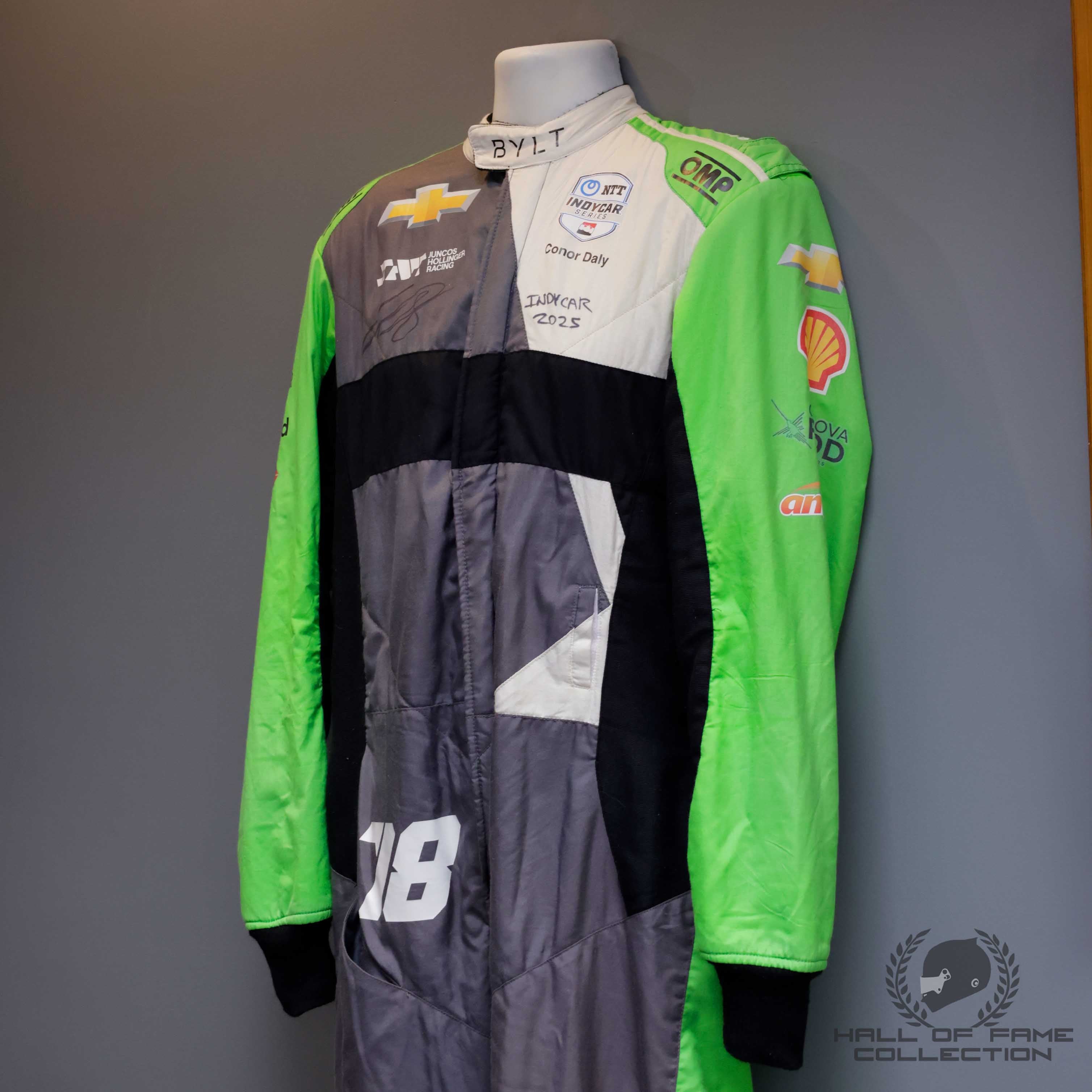 2025 Conor Daly Signed Race Used Juncos Hollinger Racing Indycar Suit