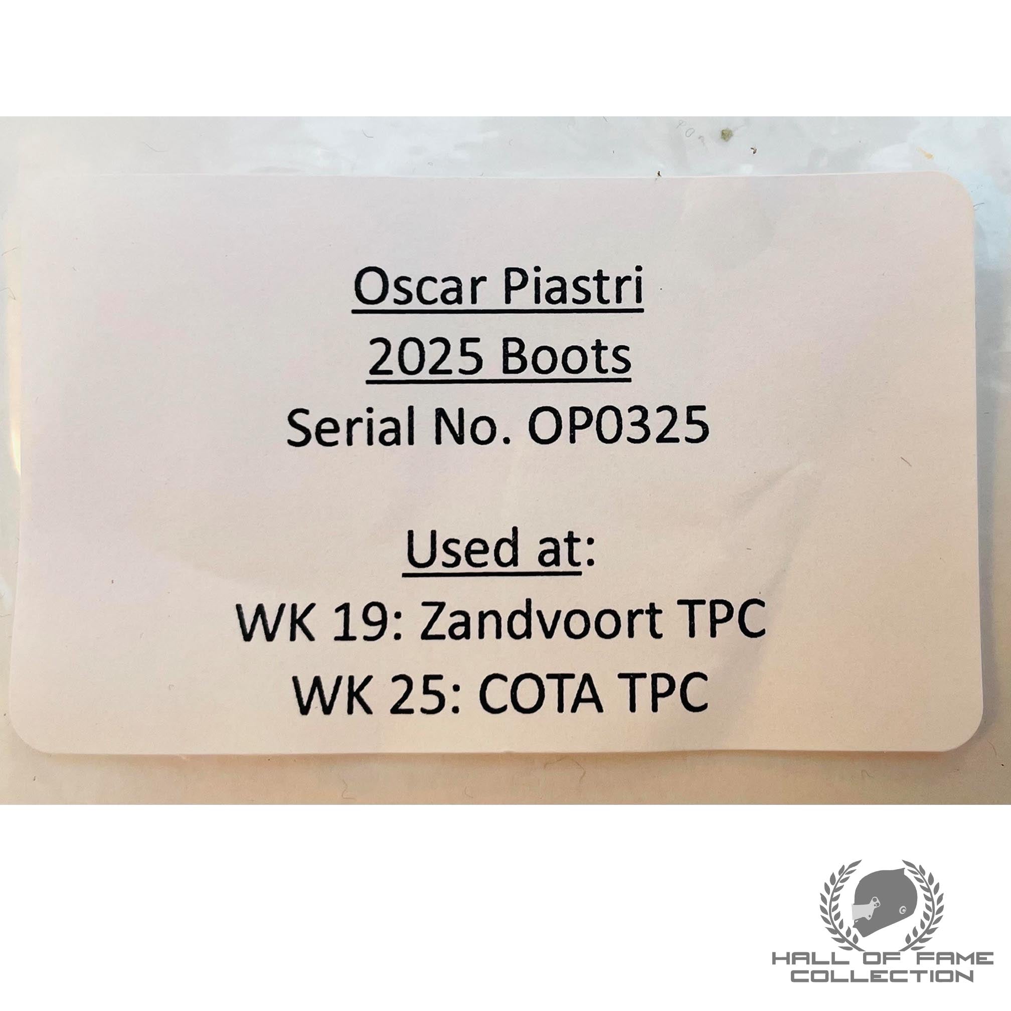 2025 Oscar Piastri Signed Original Used McLaren F1 Boots