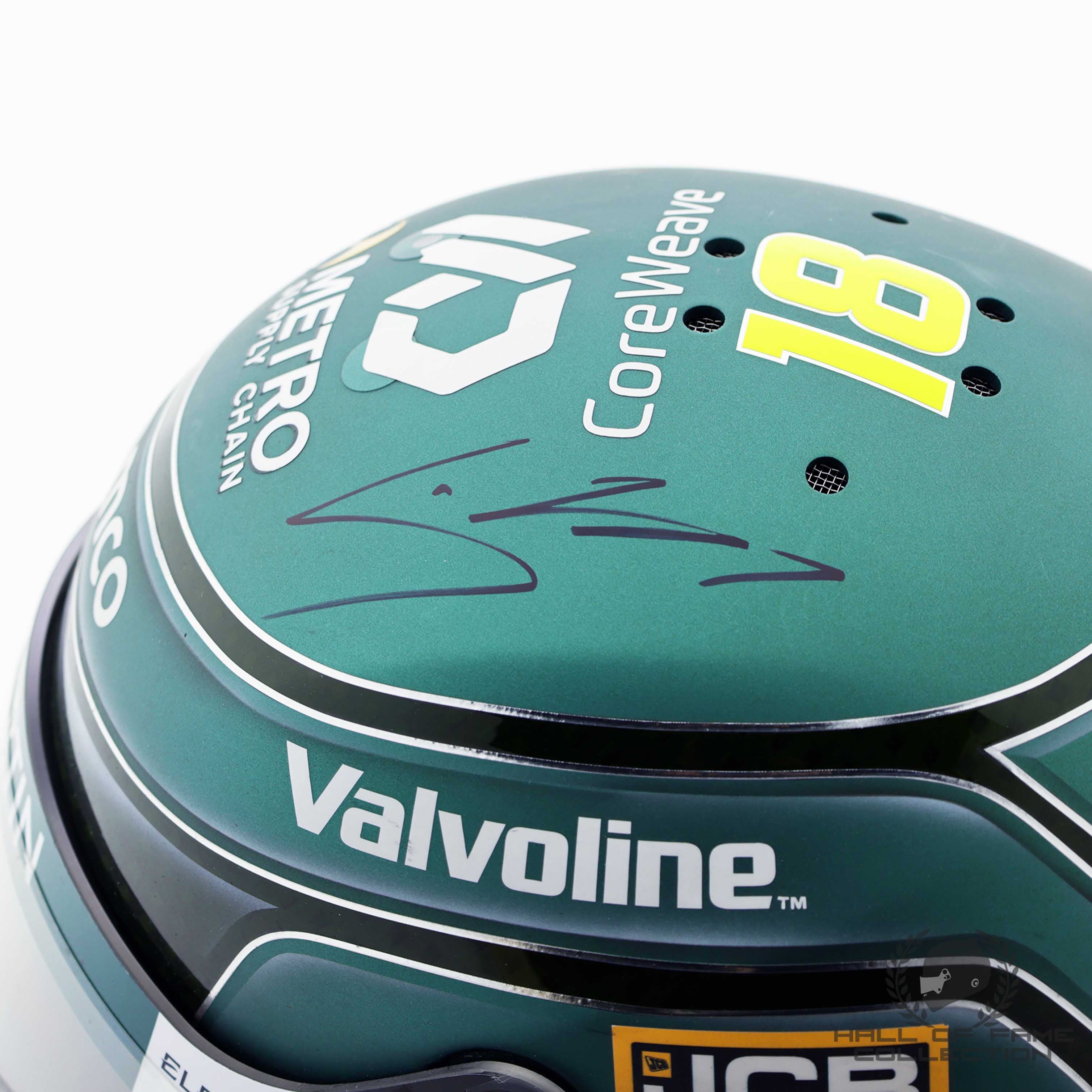 2025 Lance Stroll Signed Italian GP Race Used Aston Martin F1 Helmet