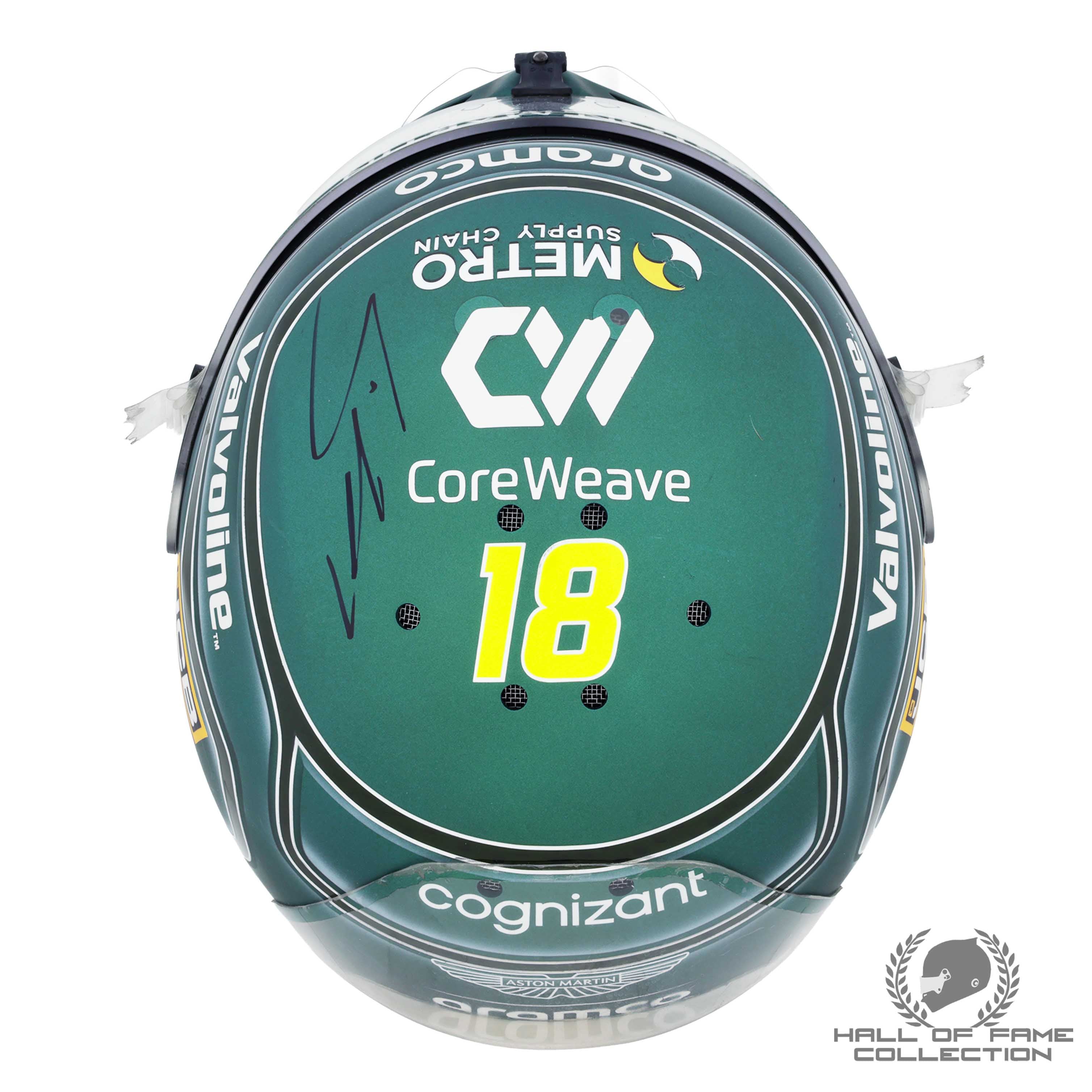 2025 Lance Stroll Signed Italian GP Race Used Aston Martin F1 Helmet