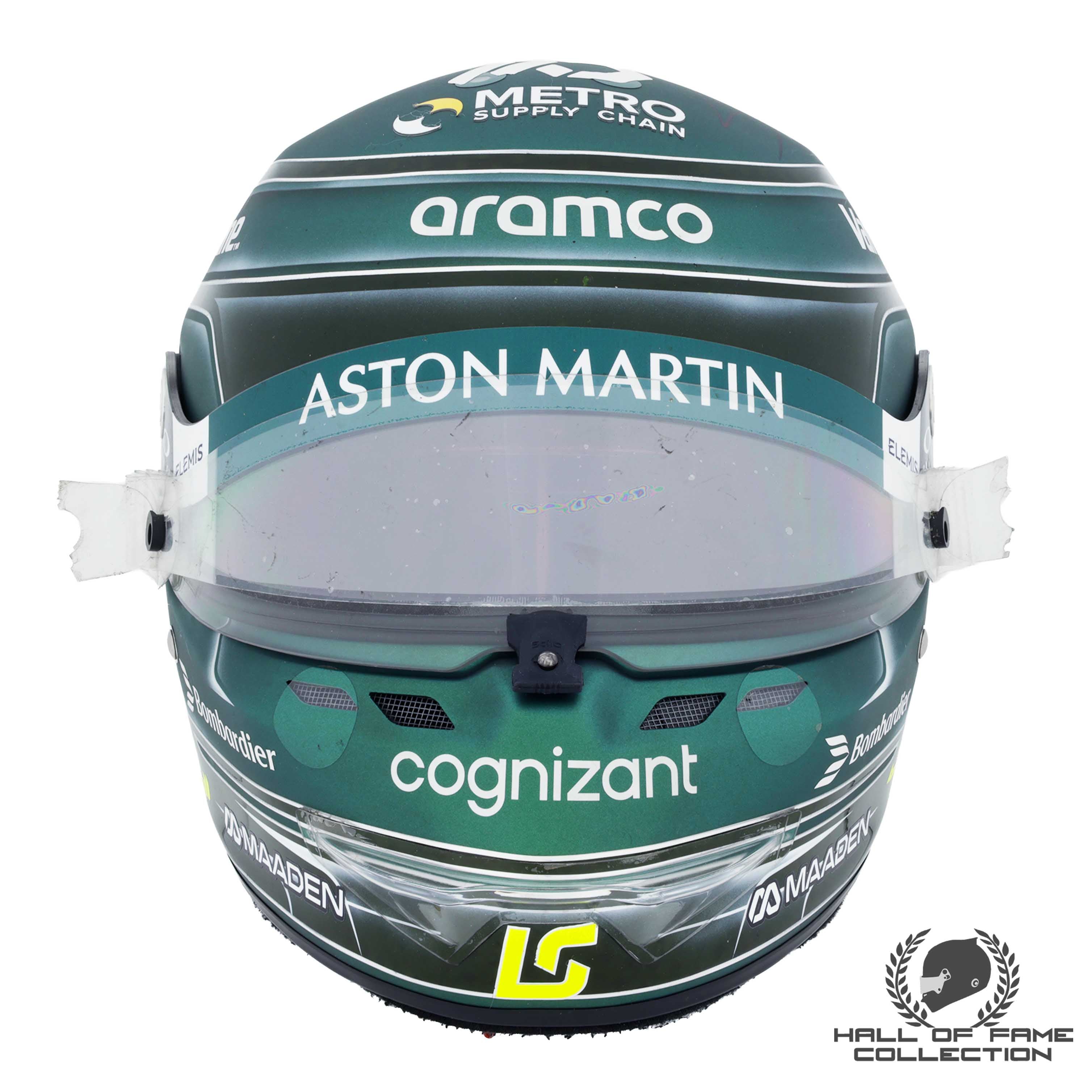 2025 Lance Stroll Signed Italian GP Race Used Aston Martin F1 Helmet