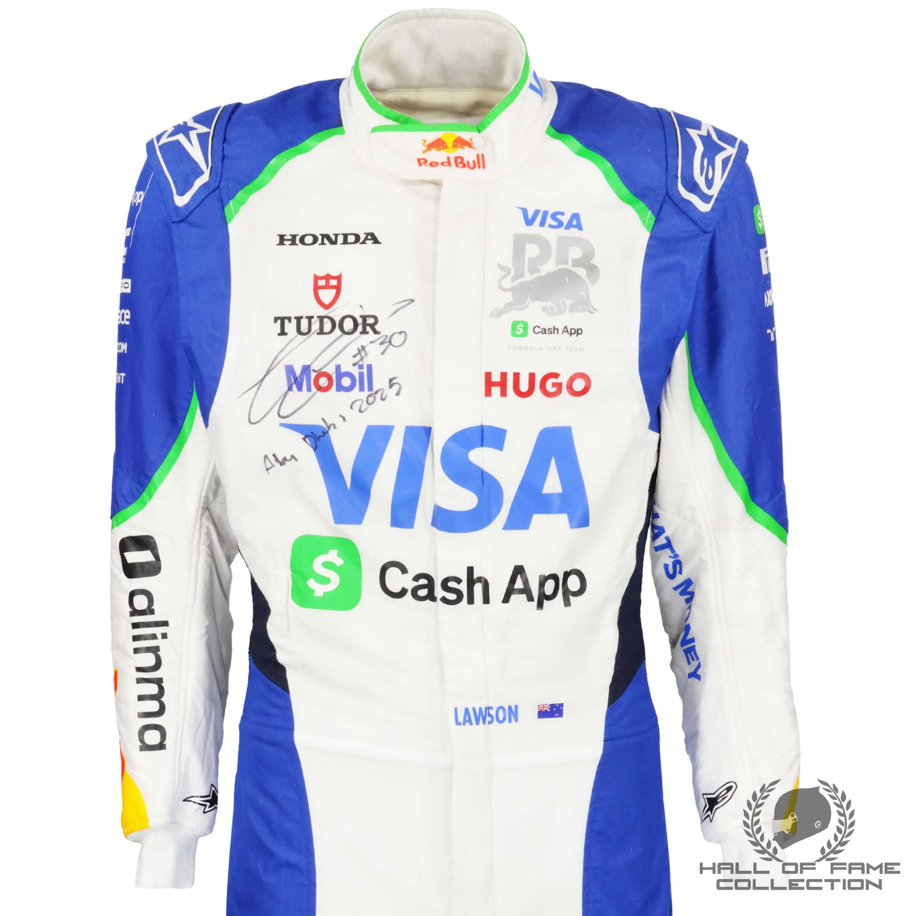 2025 Liam Lawson Signed Abu Dhabi 'Rookie Season' Racing Bulls F1 Suit