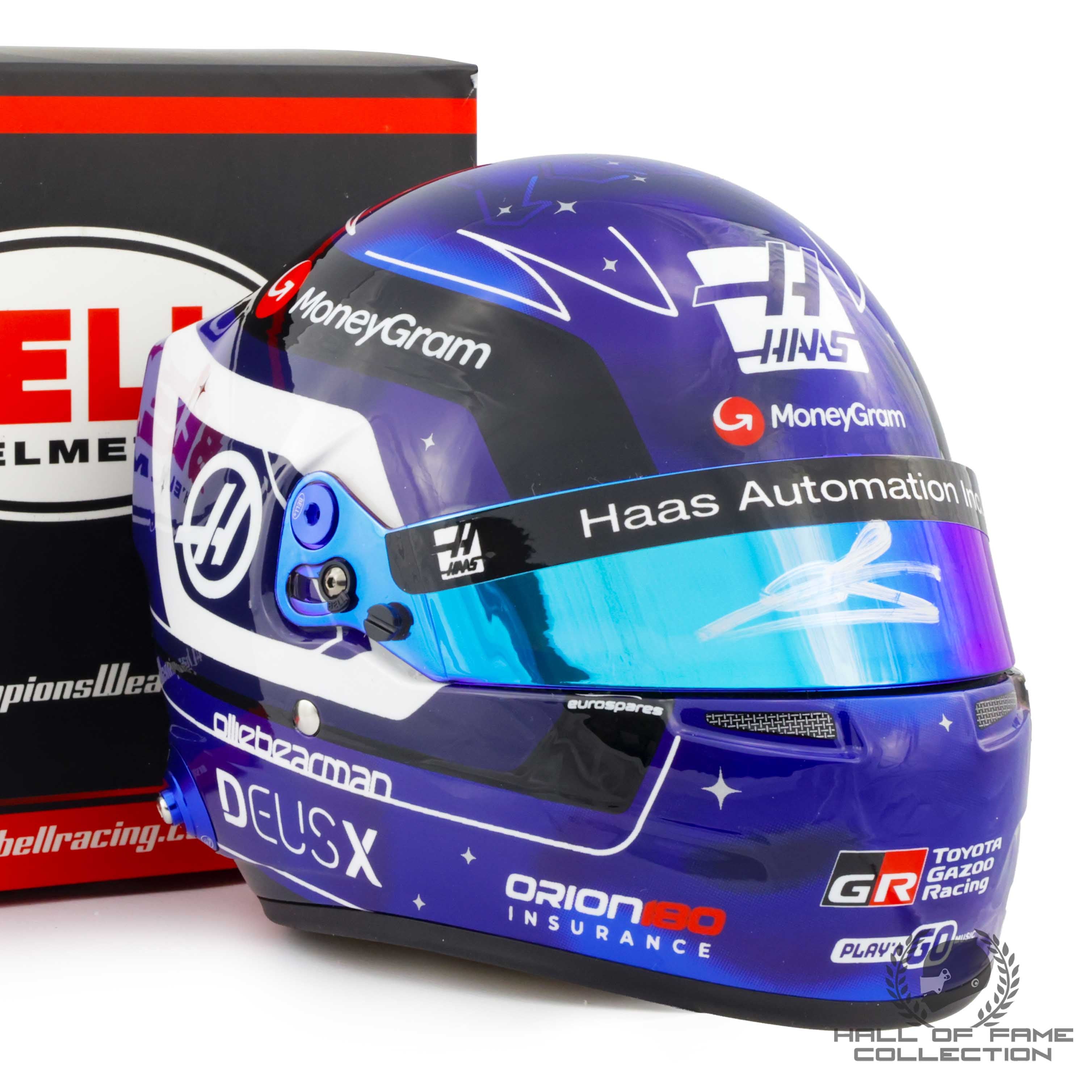 2025 Oliver Bearman Signed Singapore GP Special 1:2 Scale Haas F1 Helmet