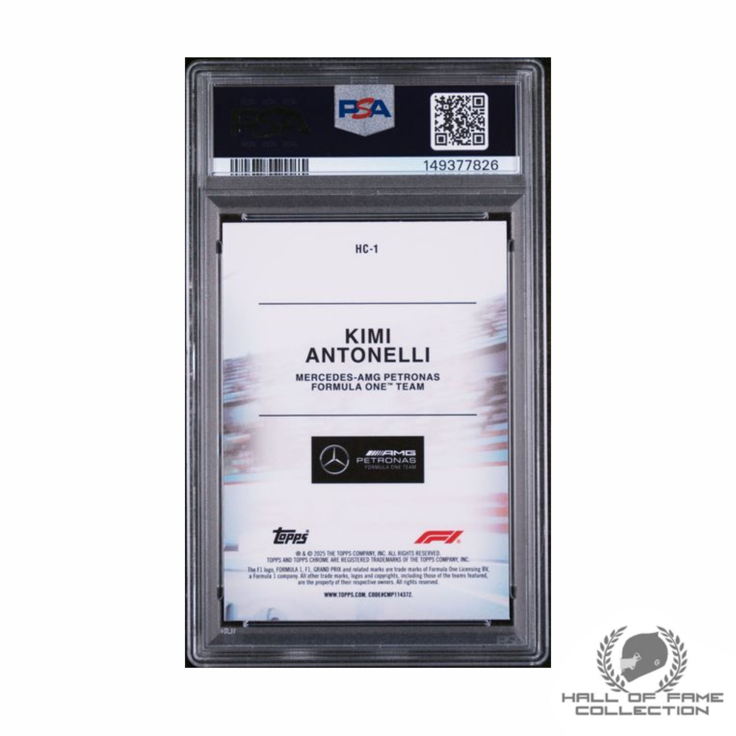 2025 TOPPS CHROME FORMULA 1 HELMET COLLECTION #HC-1 KIMI ANTONELLI PSA 10