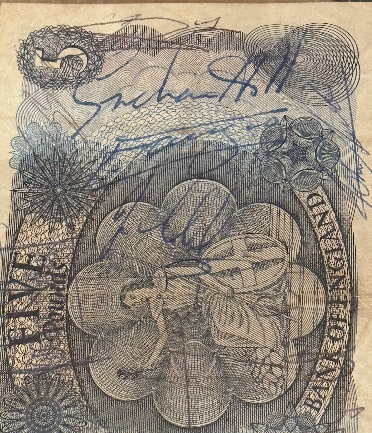 20 F1 World Champions Senna, Hamilton, Schumacher, Clark, Fangio G. Hill, Hunt + More Signed Bank Five Pound Note PSA F1 Slab