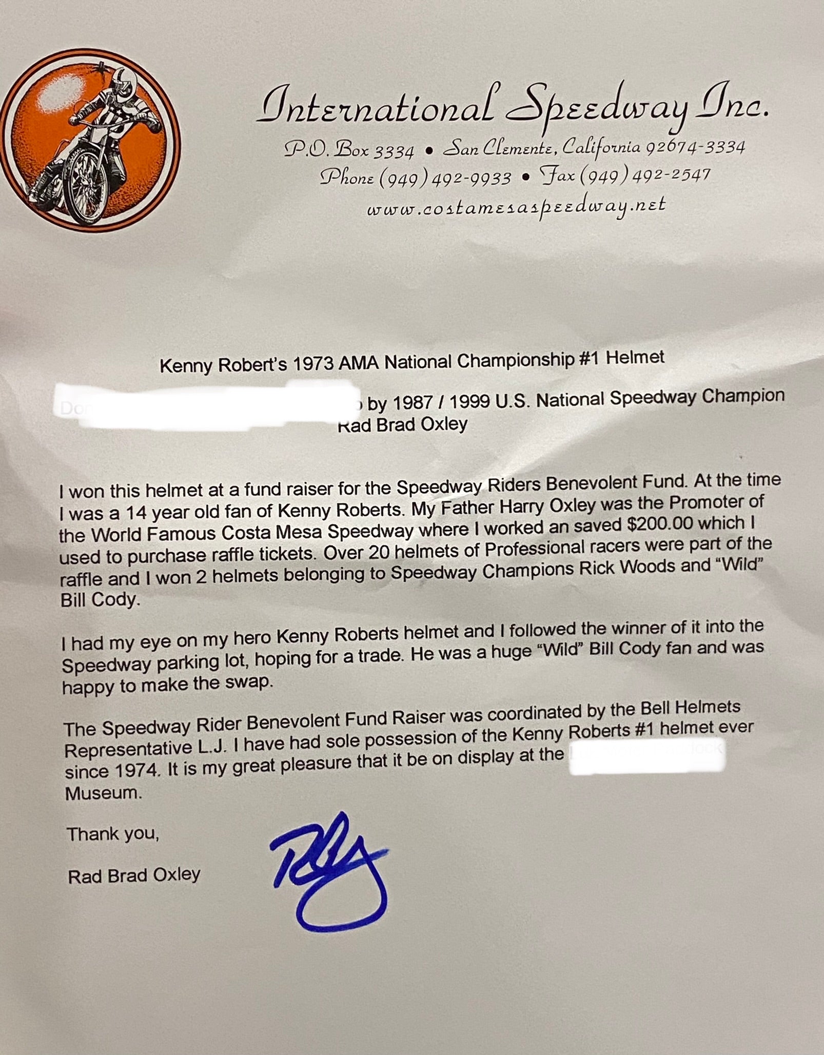 1974 Kenny Roberts Sr. Signed Race Used Yamaha Bell Star Helmet