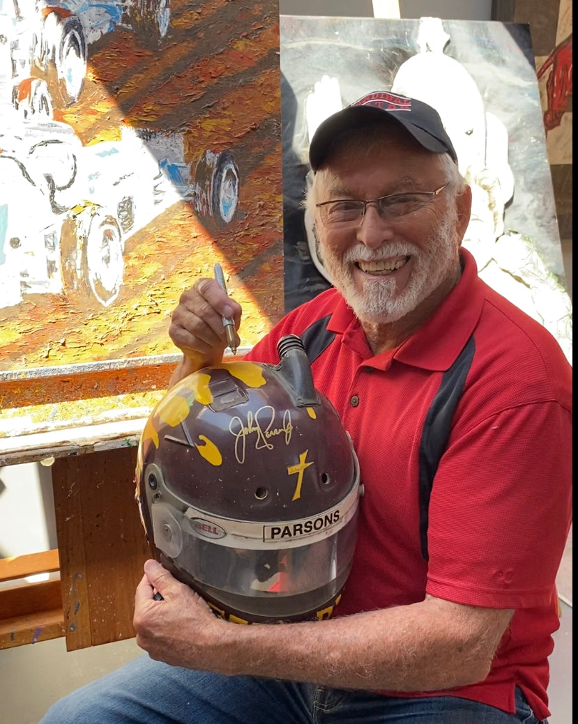 2000 Johnny Parsons Jr. Signed Race Used "Getting Dirty" Sprint Car Helmet