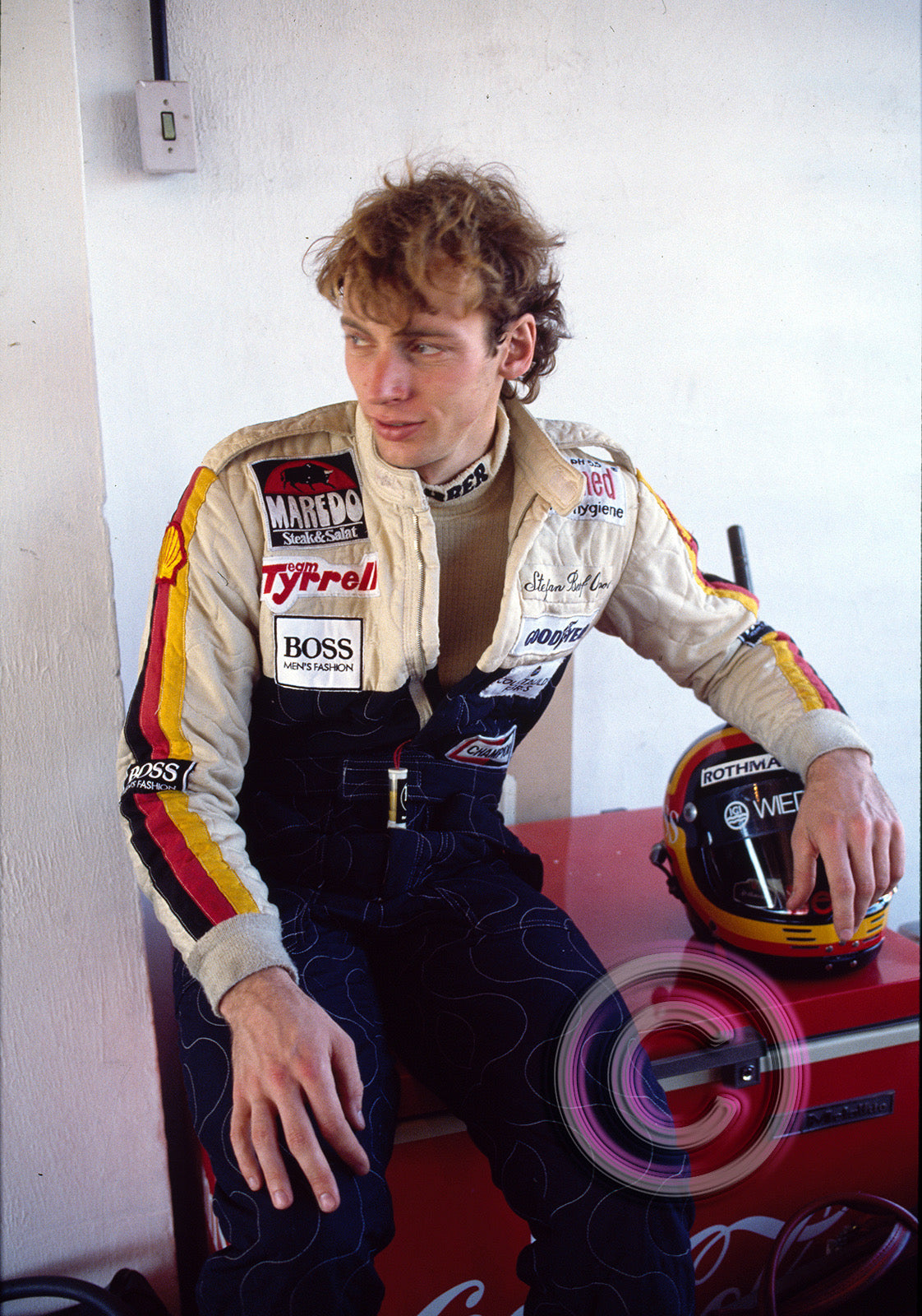 1984 Stefan Bellof "1st F1 Race" Brazilian GP Race Used Tyrrell Racing F1 Suit