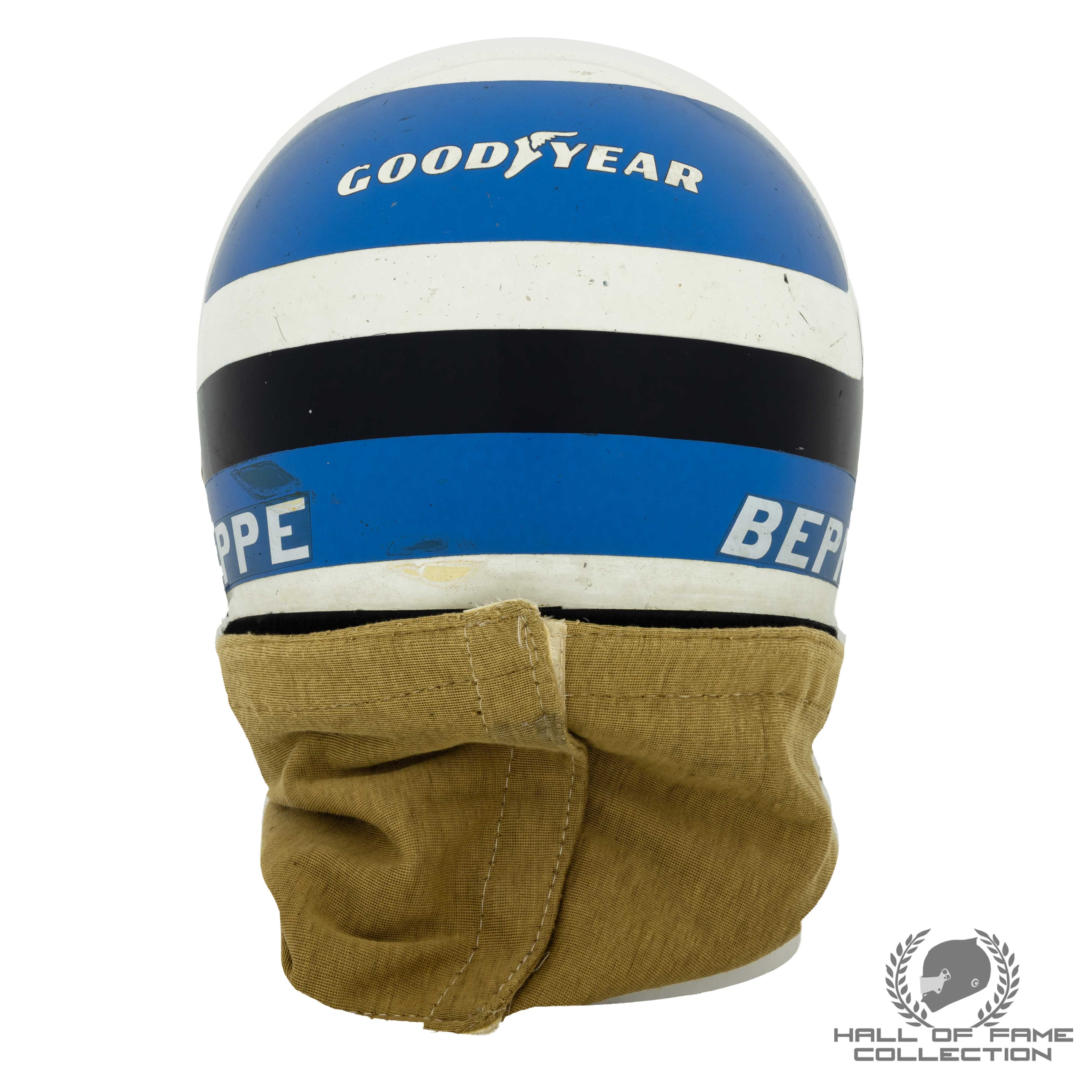 1980s Beppe Gabbiani Signed Race Used MM Mampe Team F2 Bell Dual Eye Port Helmet