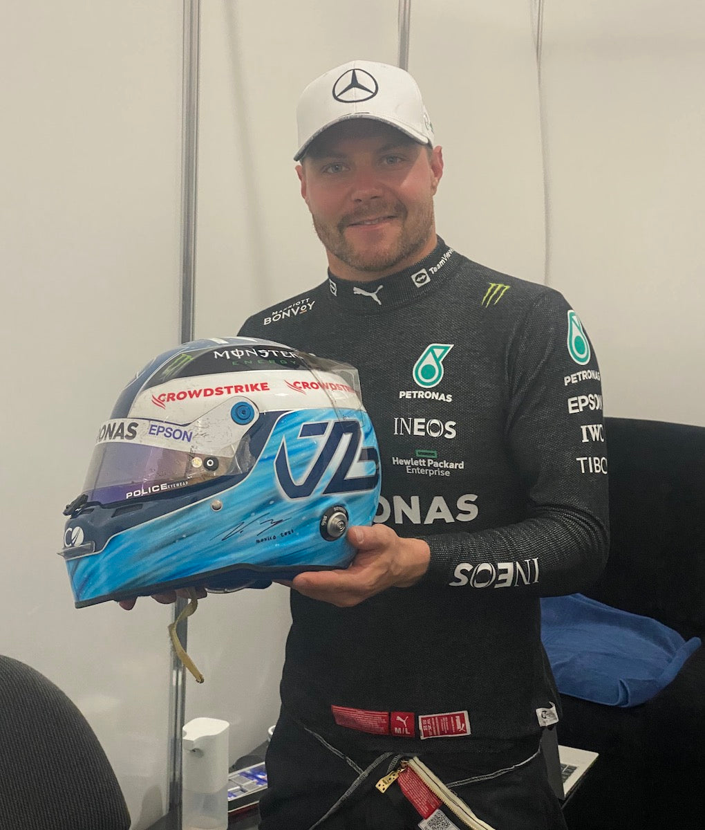 2021 Valtteri Bottas Signed Race Used Mexico GP Mercedes AMG F1 Helmet