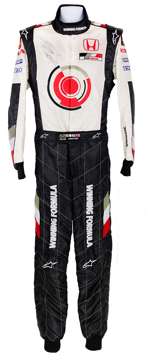 2005 Jenson Button Signed Race Used BAR Honda F1 Suit