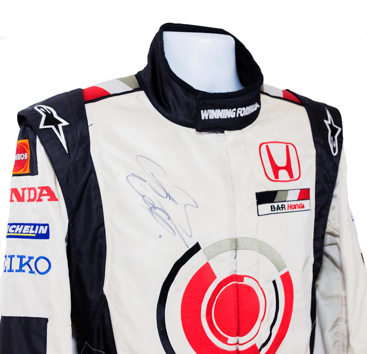 2005 Jenson Button Signed Race Used BAR Honda F1 Suit