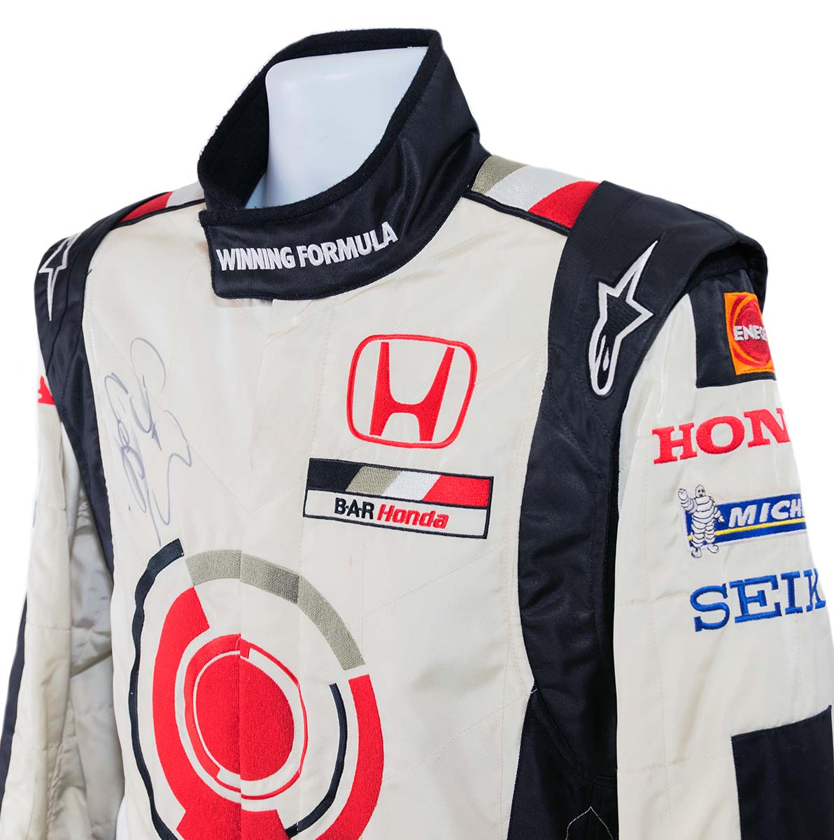 2005 Jenson Button Signed Race Used BAR Honda F1 Suit