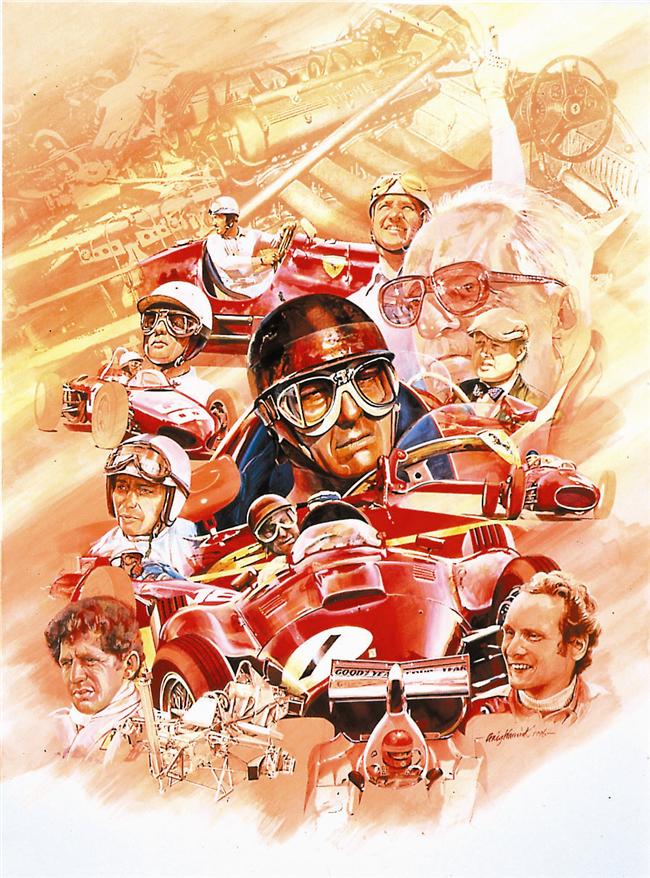 50 Year Anniversary Multi Signed Scuderia Ferrari F1 Framed Print