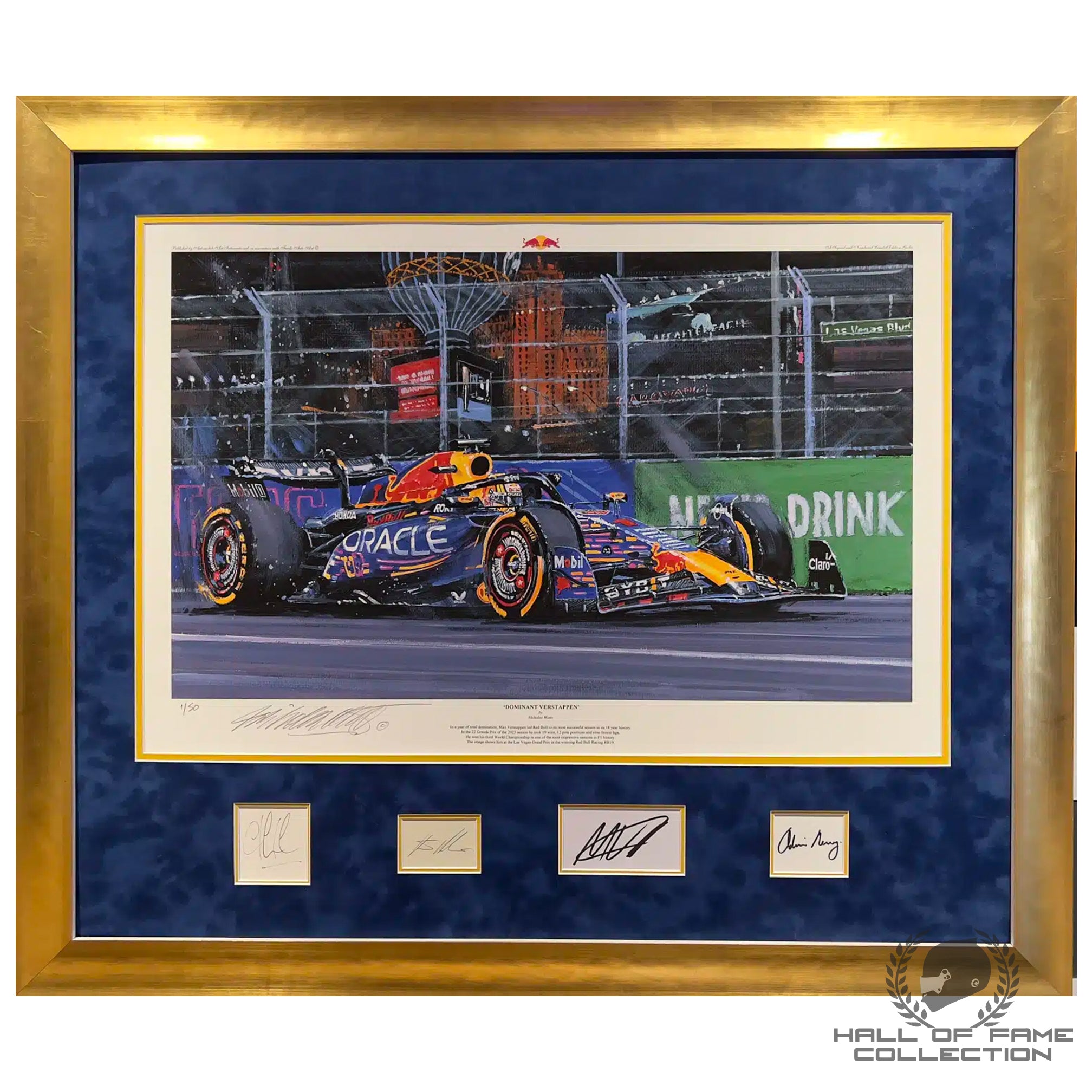 2023 Max Verstappen, Horner, Newey & Marko 'Dominant Verstappen' Nicholas Watts Original F1 Painting