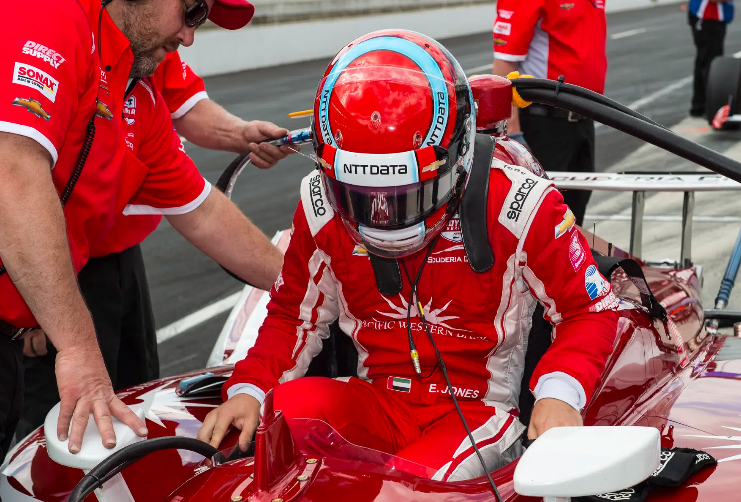 2019 Ed Jones Signed Indy 500 Used Ed Carpenter Racing Scuderia Corsa IndyCar Helmet