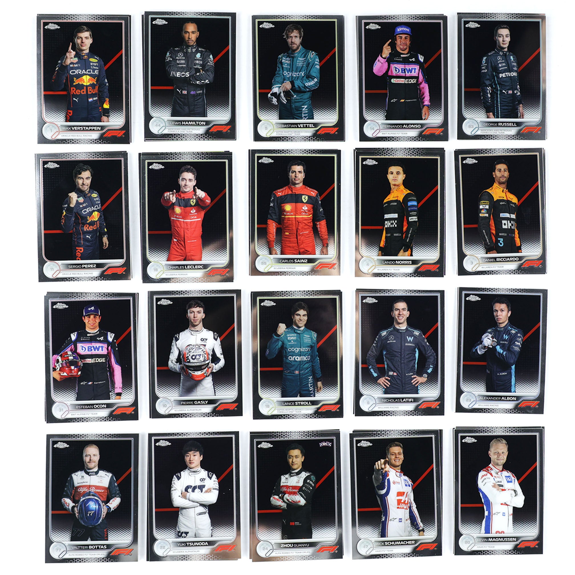 2022 Topps Chrome Formula 1 Complete Base Set 200 Cards Including all 49 Inserts