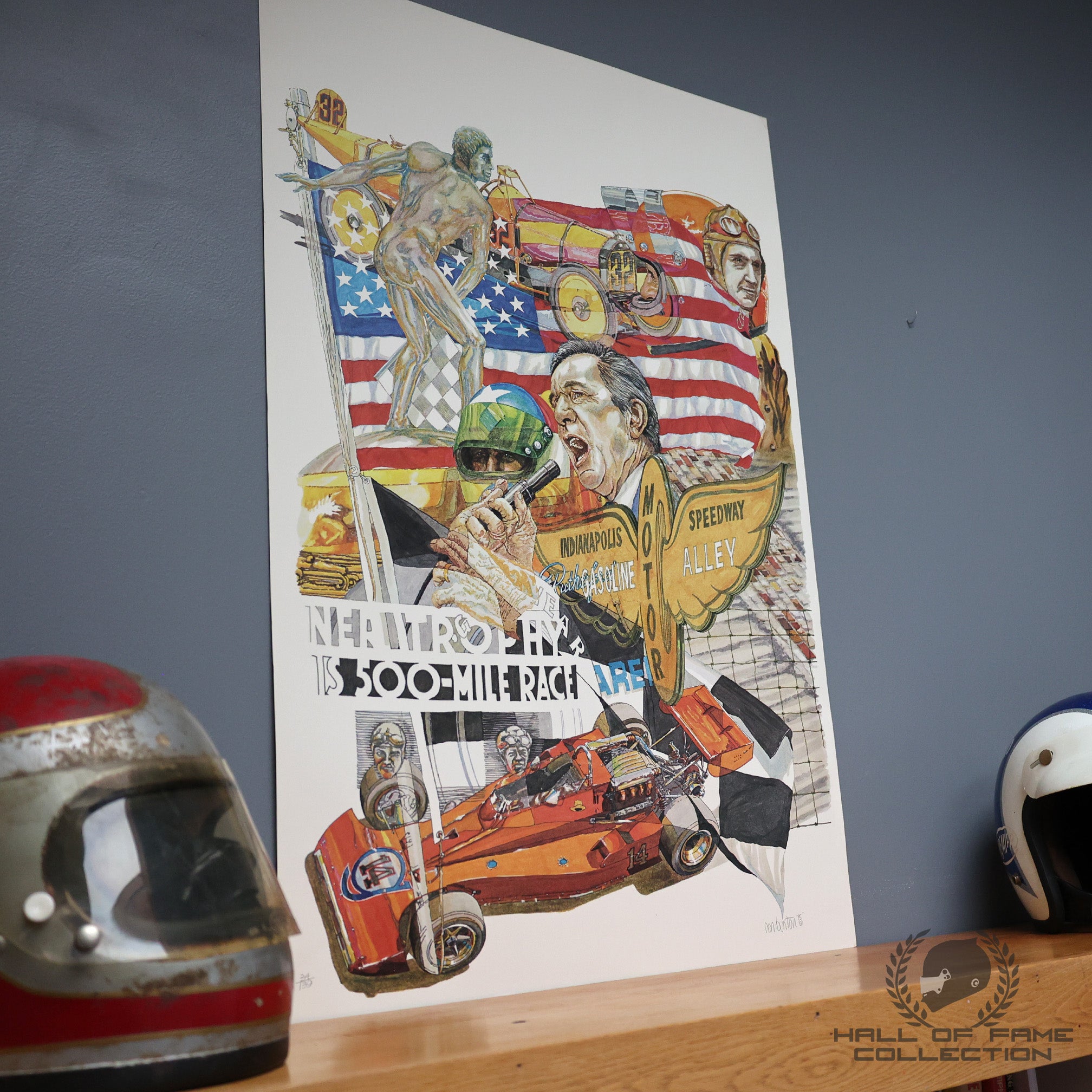 1975 Indianapolis 500 Limited Edition #/139 Ron Burton Artist Signed 24 x 36 Print