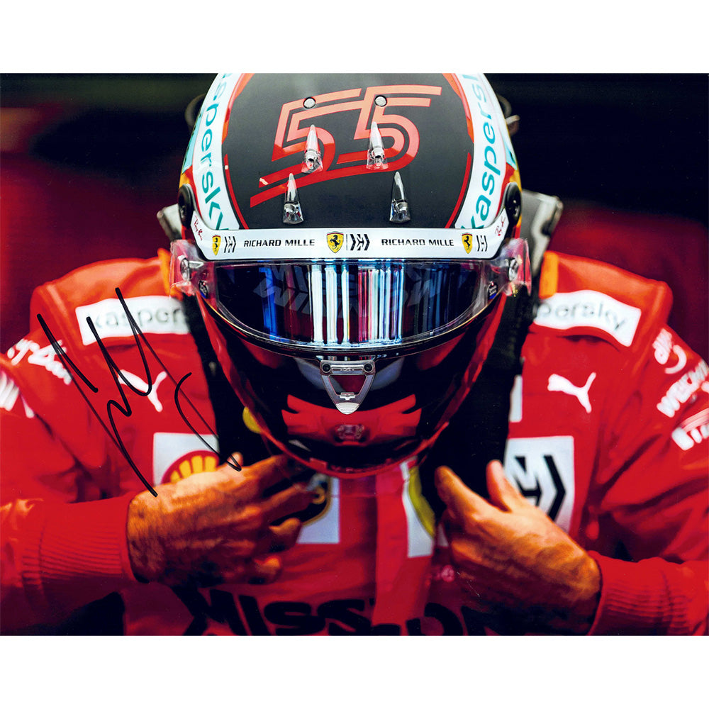 2021 F1 8x10 Collector Set: Photo #24 Carlos Sainz Ferrari "Helmet" Signed 1 of 25