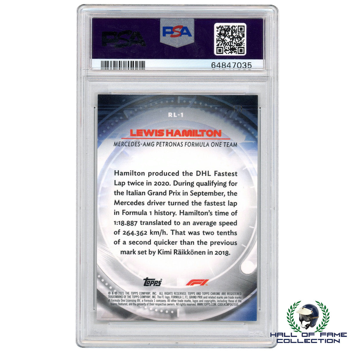 2021 Topps Chrome Formula 1 Lewis Hamilton Red Liners 1/1 CONTACT FOR PRICING