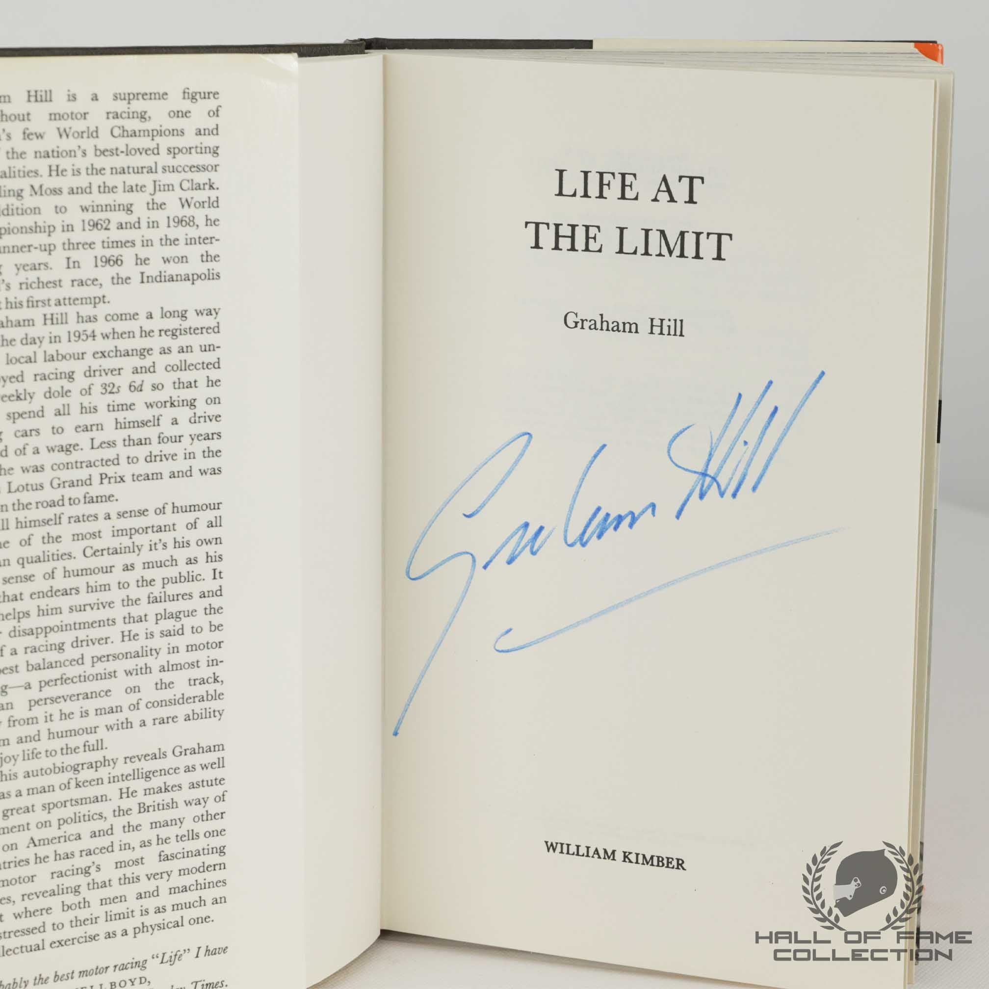 Graham Hill Signed First Edition of "Life at the Limit" Book