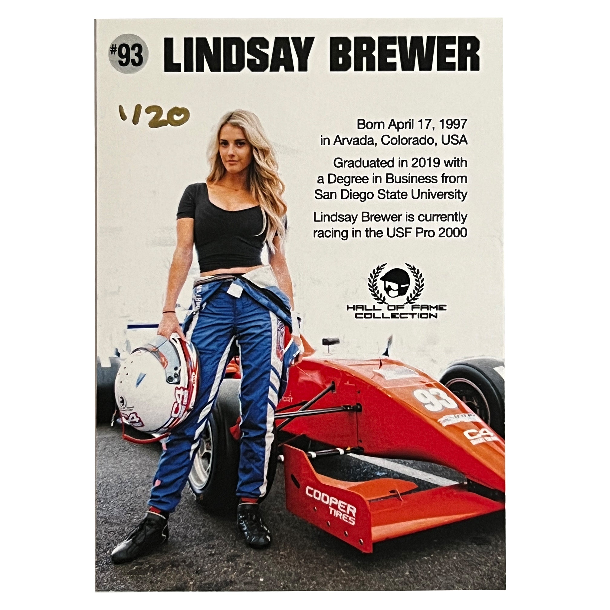 2022 Lindsay Brewer Signed Exclusive Autosport Indy Pro 2000 Rookie Card /20