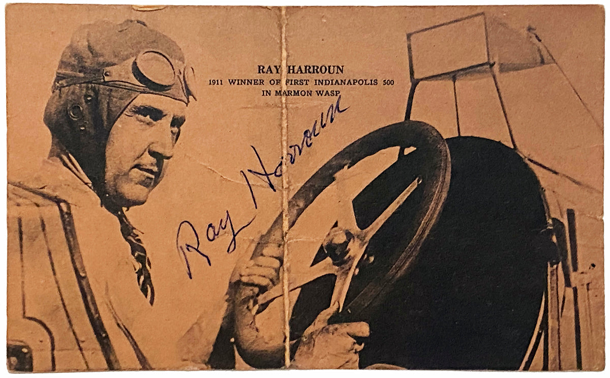 1911 Ray Harroun Signed Vintage Indycar Postcard