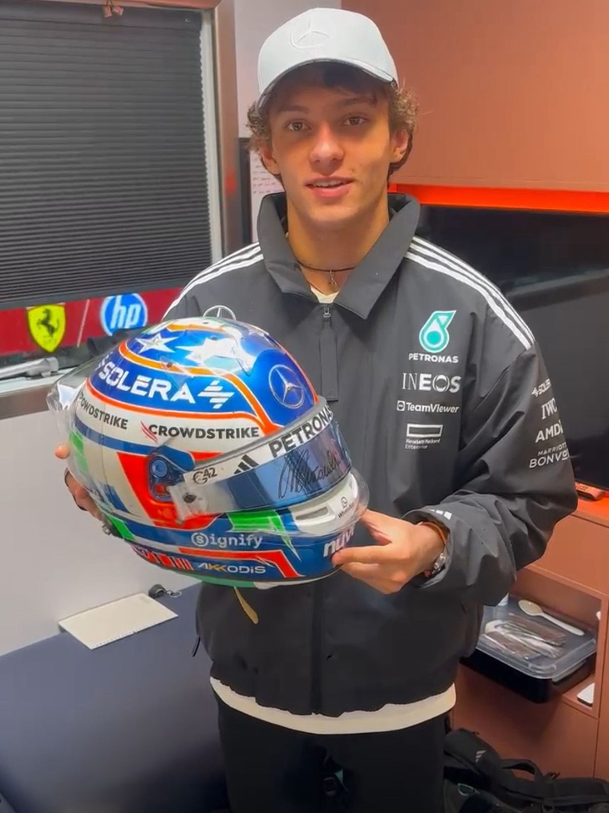 2025 Kimi Antonelli Signed Emilia Romagna GP Race Used Mercedes F1 Helmet